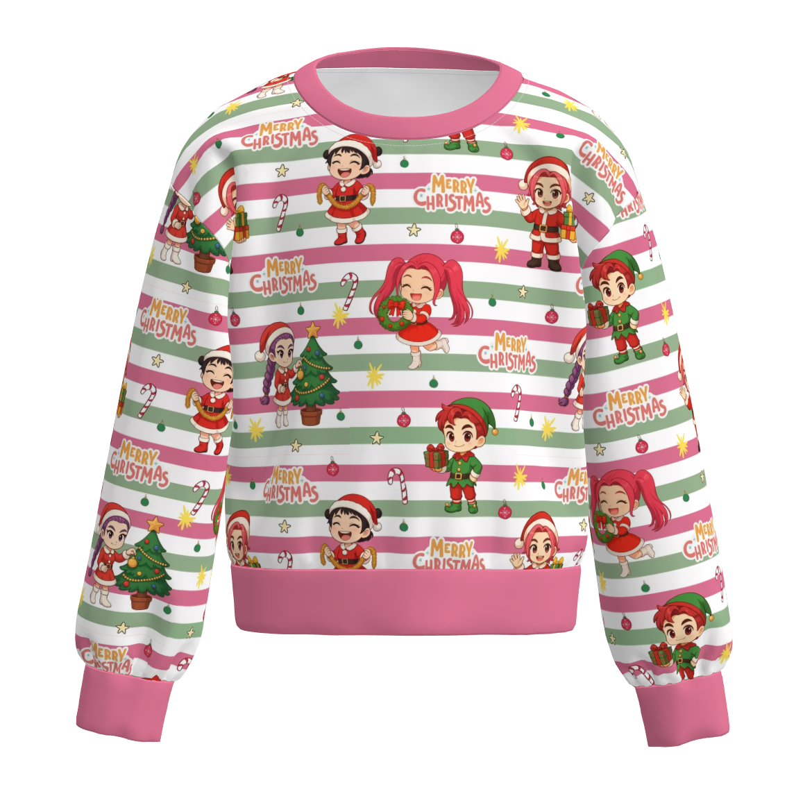 (Pre Order)Girls Christmas Cartoon Print Sweatshirt