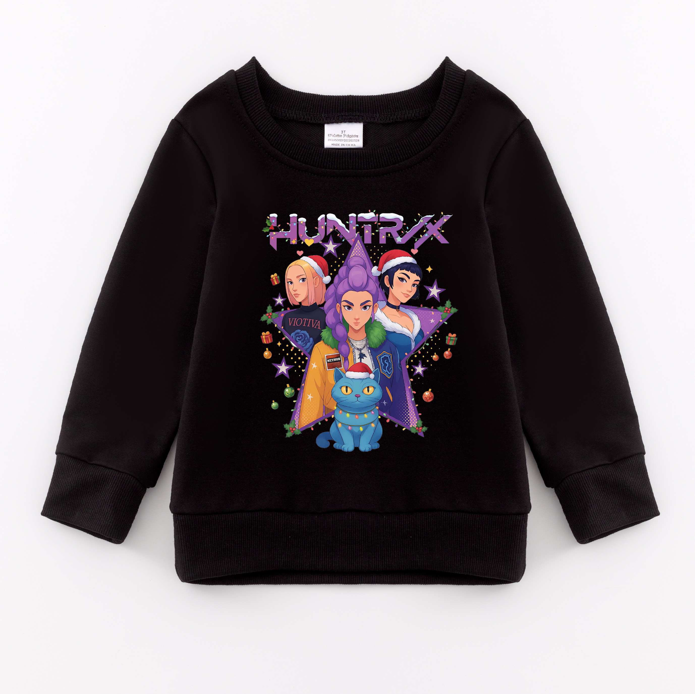 (Pre Order)Girls Christmas Movie Character Print Cotton Sweatshirt