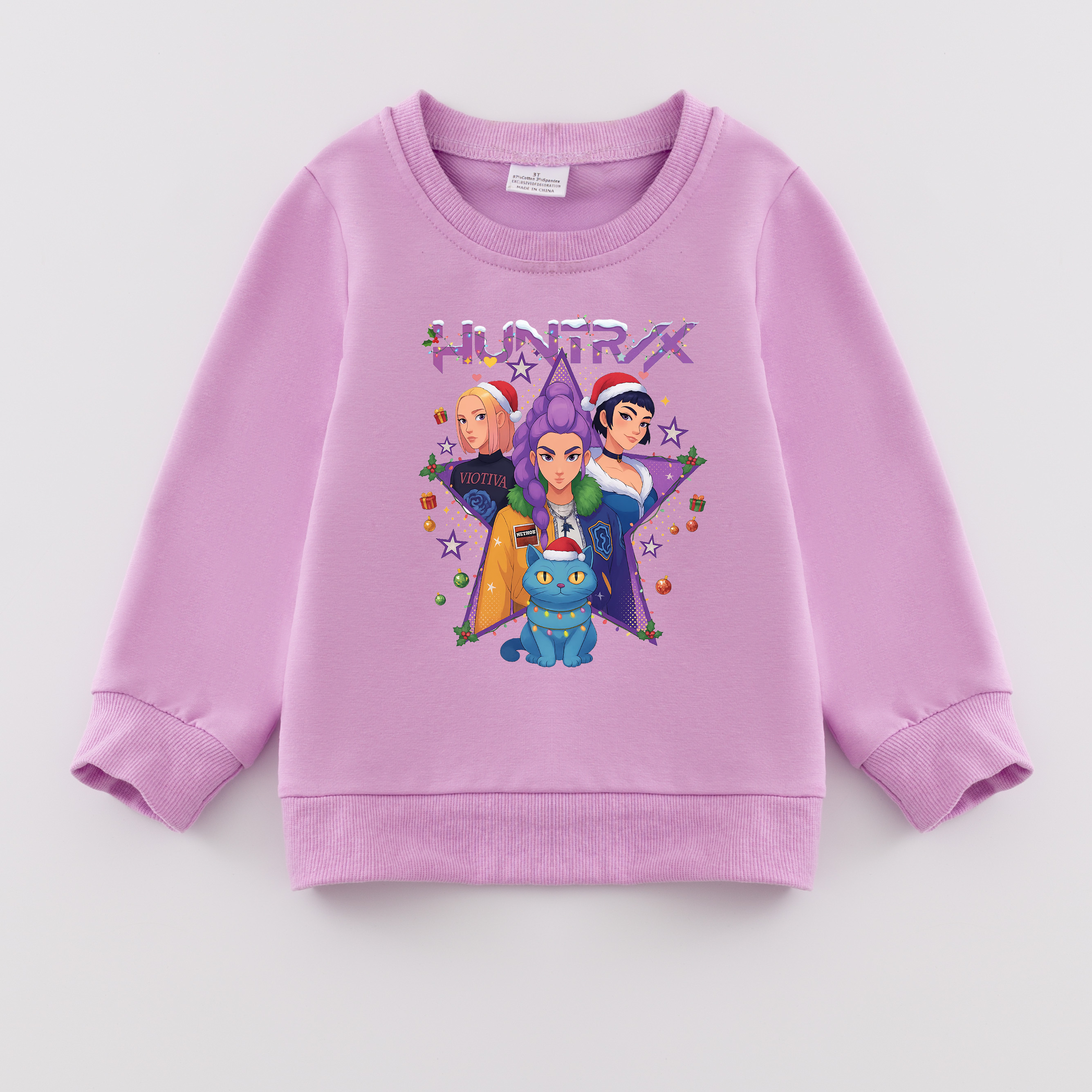 (Pre Order)Girls Christmas Movie Character Print Cotton Sweatshirt