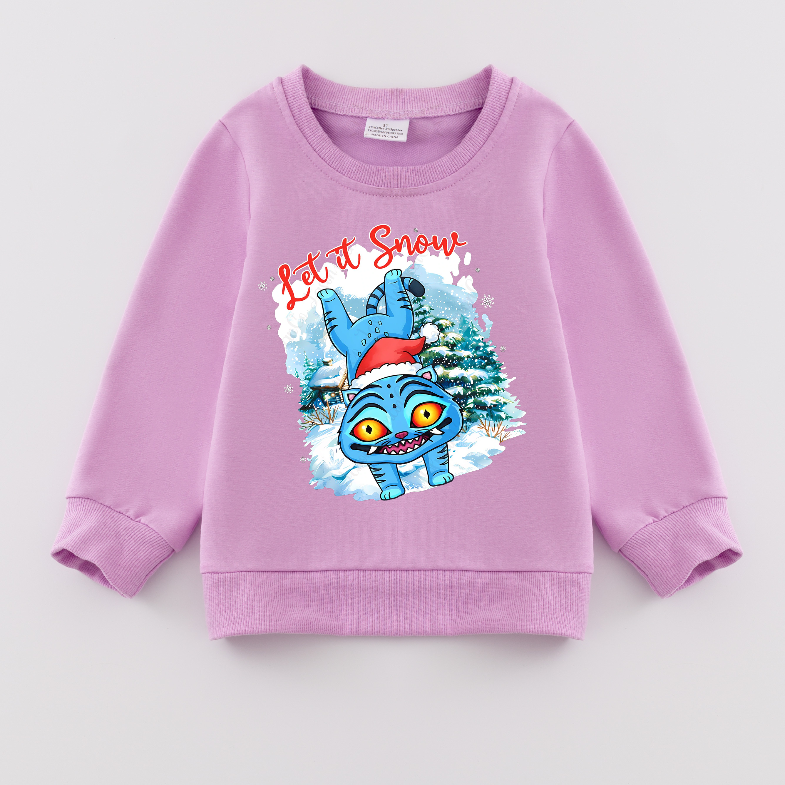(Pre Order)Girls Christmas Movie Character Print Cotton Sweatshirt