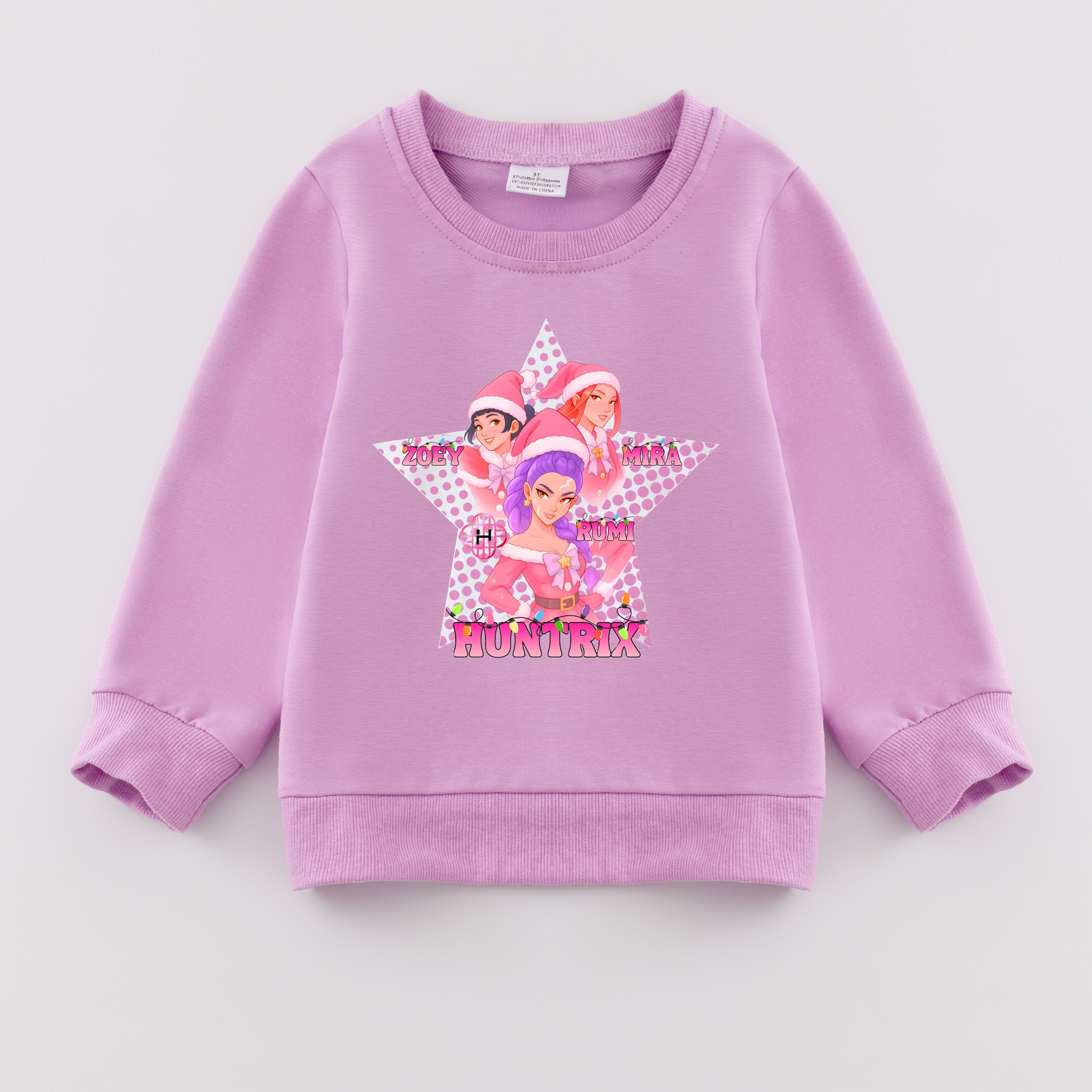 (Pre Order)Girls Christmas Movie Character Print Cotton Sweatshirt