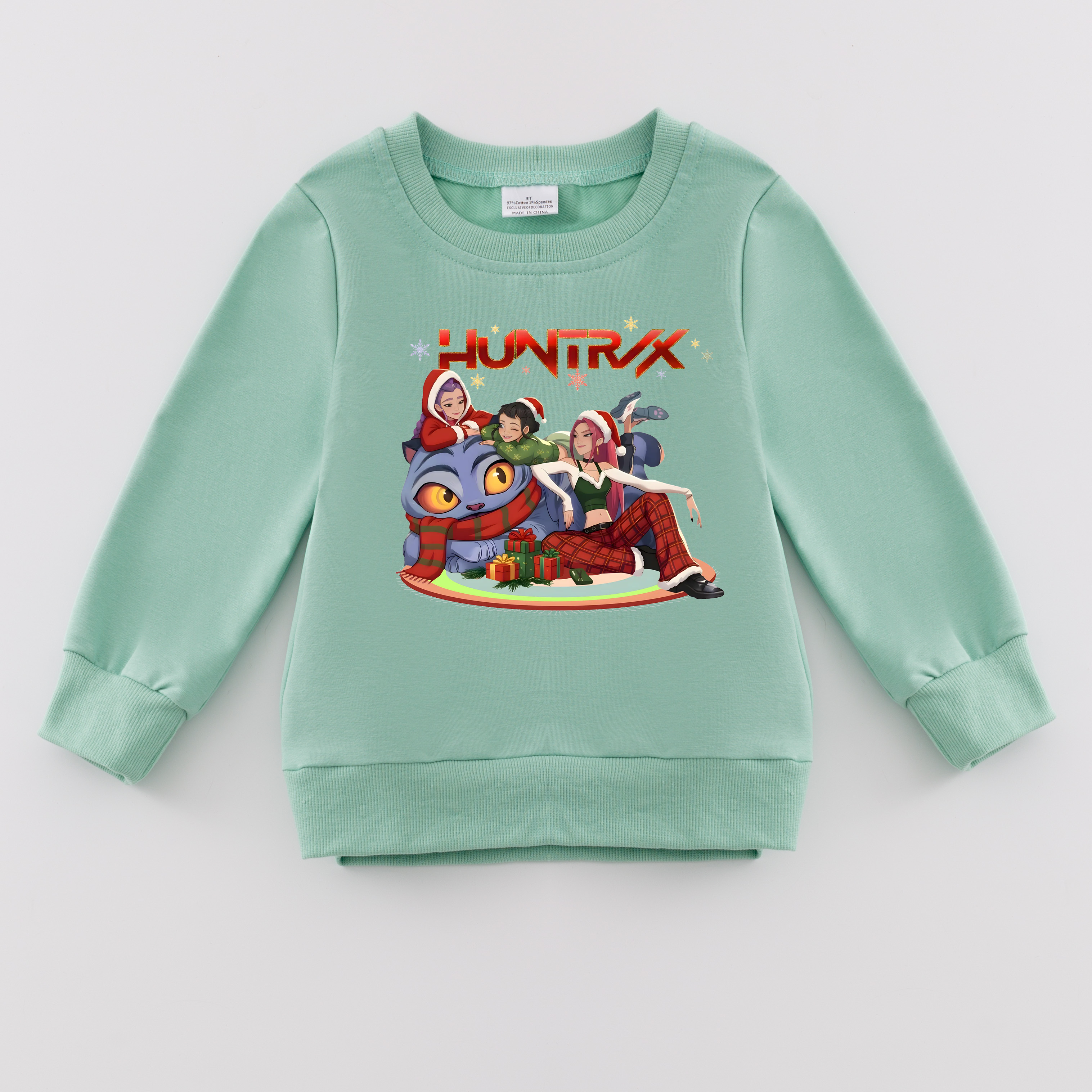 (Pre Order)Girls Christmas Movie Character Print Cotton Sweatshirt