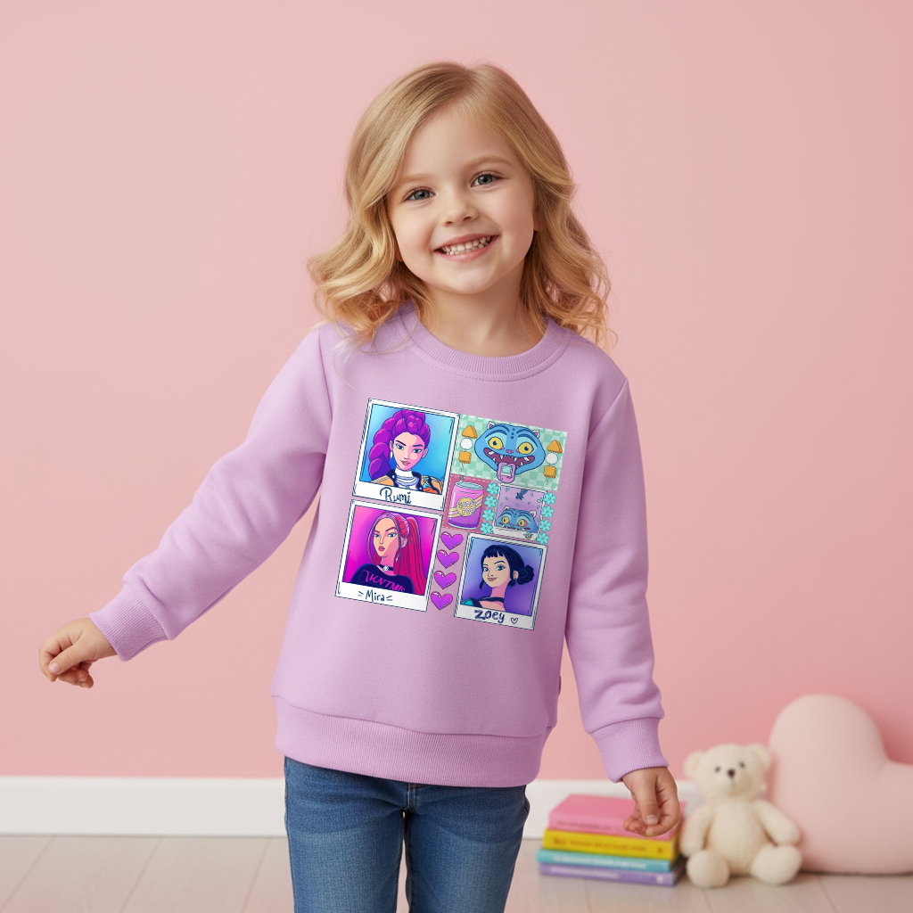 (Pre Order)Girls Movie Character Print Cotton Sweatshirt