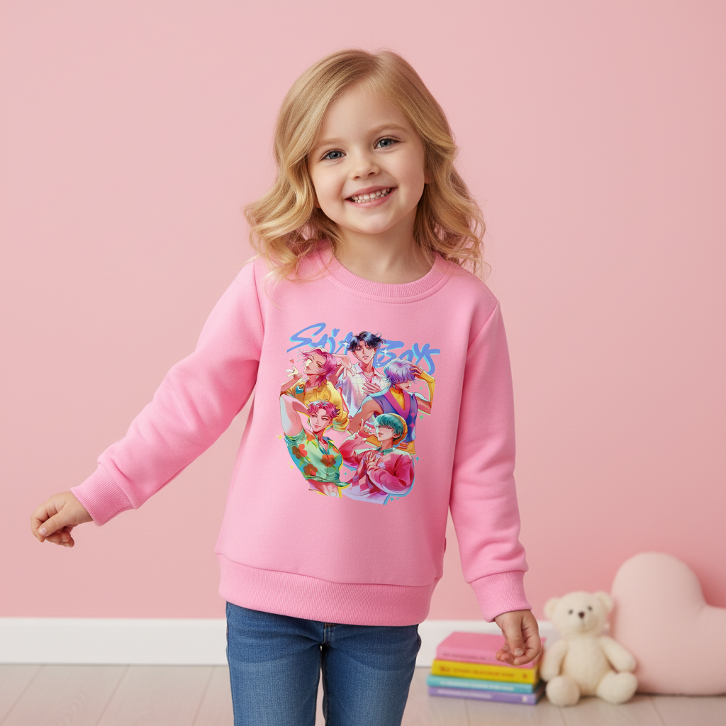 (Pre Order)Girls Movie Character Print Cotton Sweatshirt