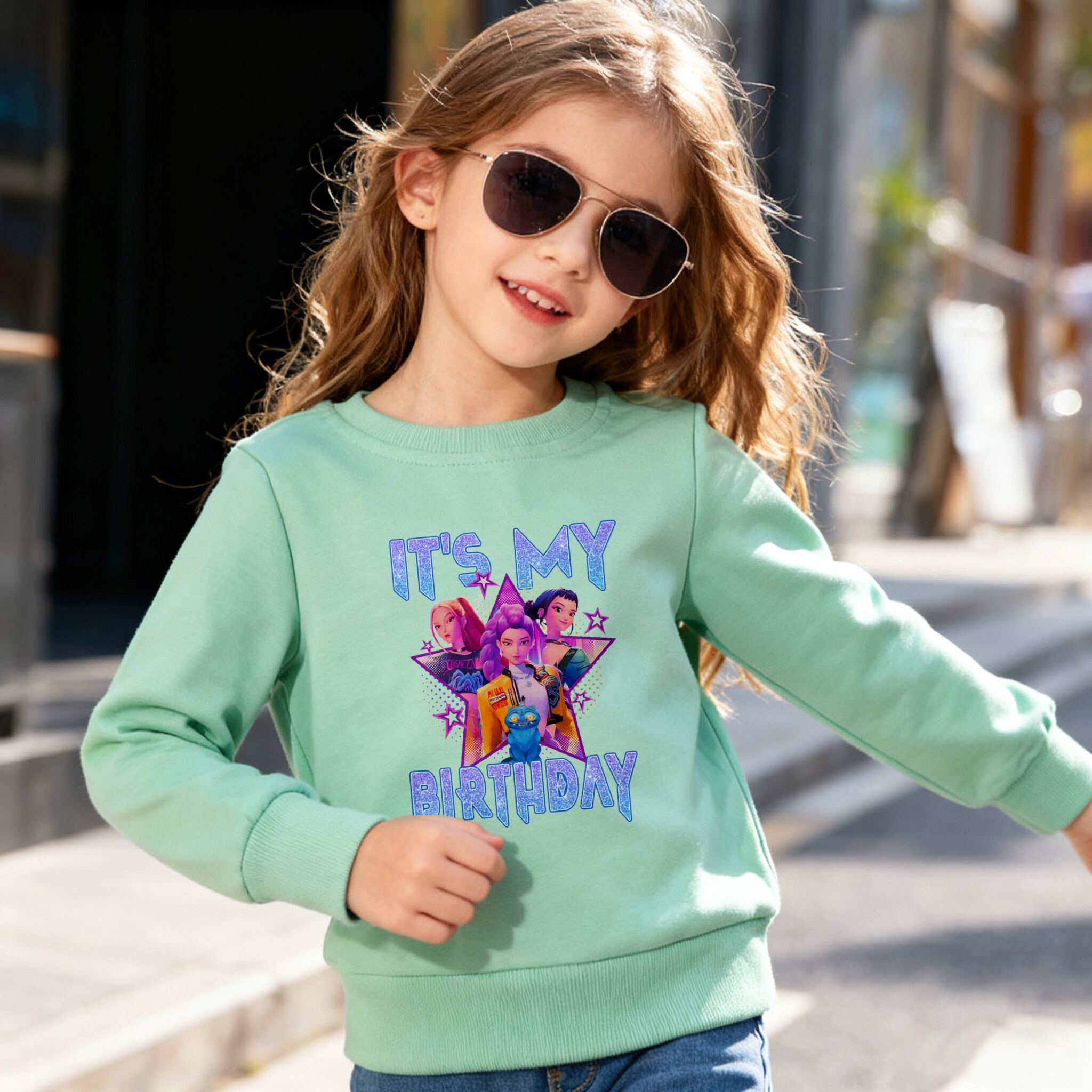(Pre Order)Girls Movie Character Print Cotton Sweatshirt