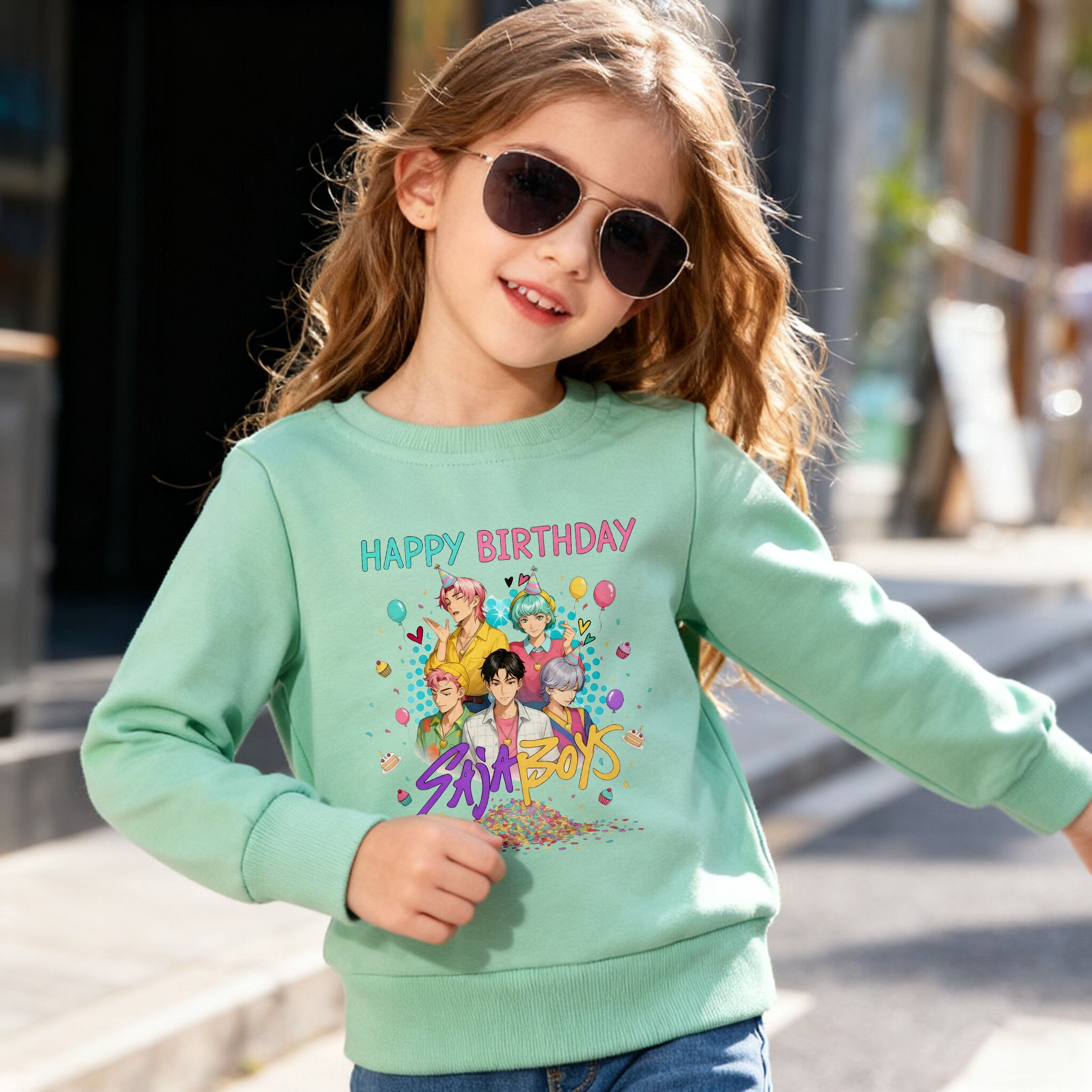 (Pre Order)Girls Movie Character Print Cotton Sweatshirt