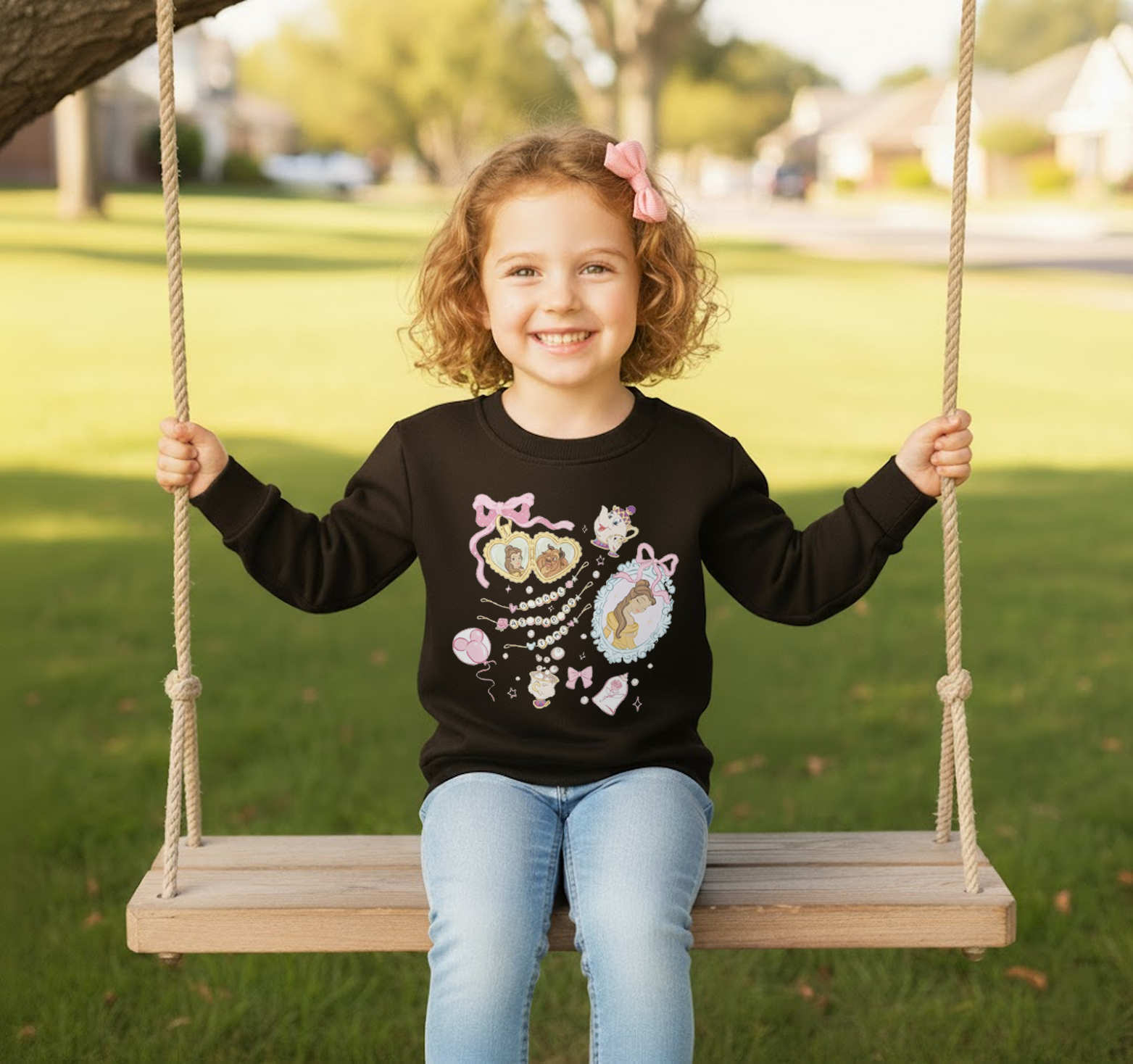 (Pre Order)Girls Valentine's Day Print Cotton Sweatshirt