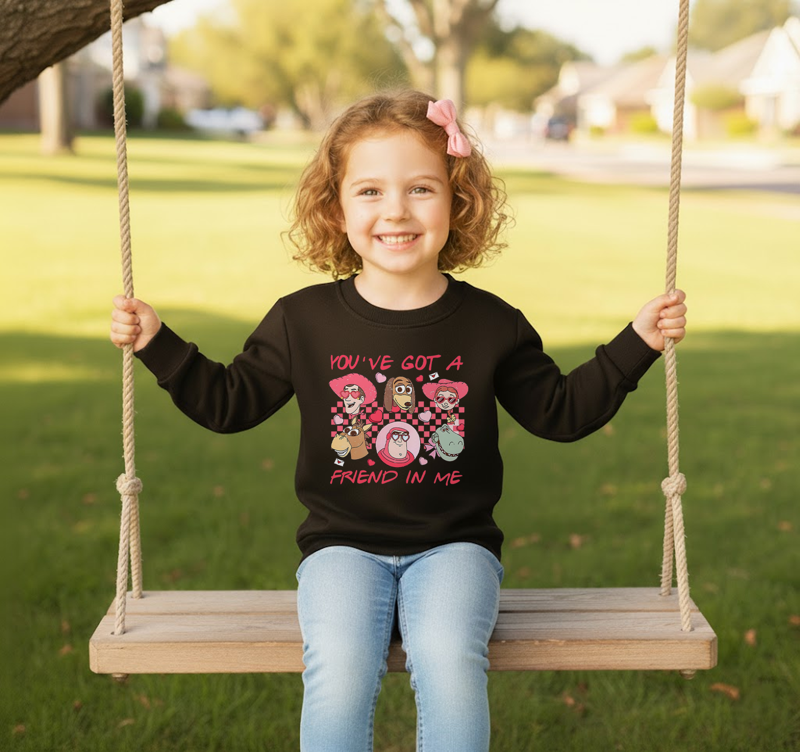 (Pre Order)Girls Valentine's Day Print Cotton Sweatshirt