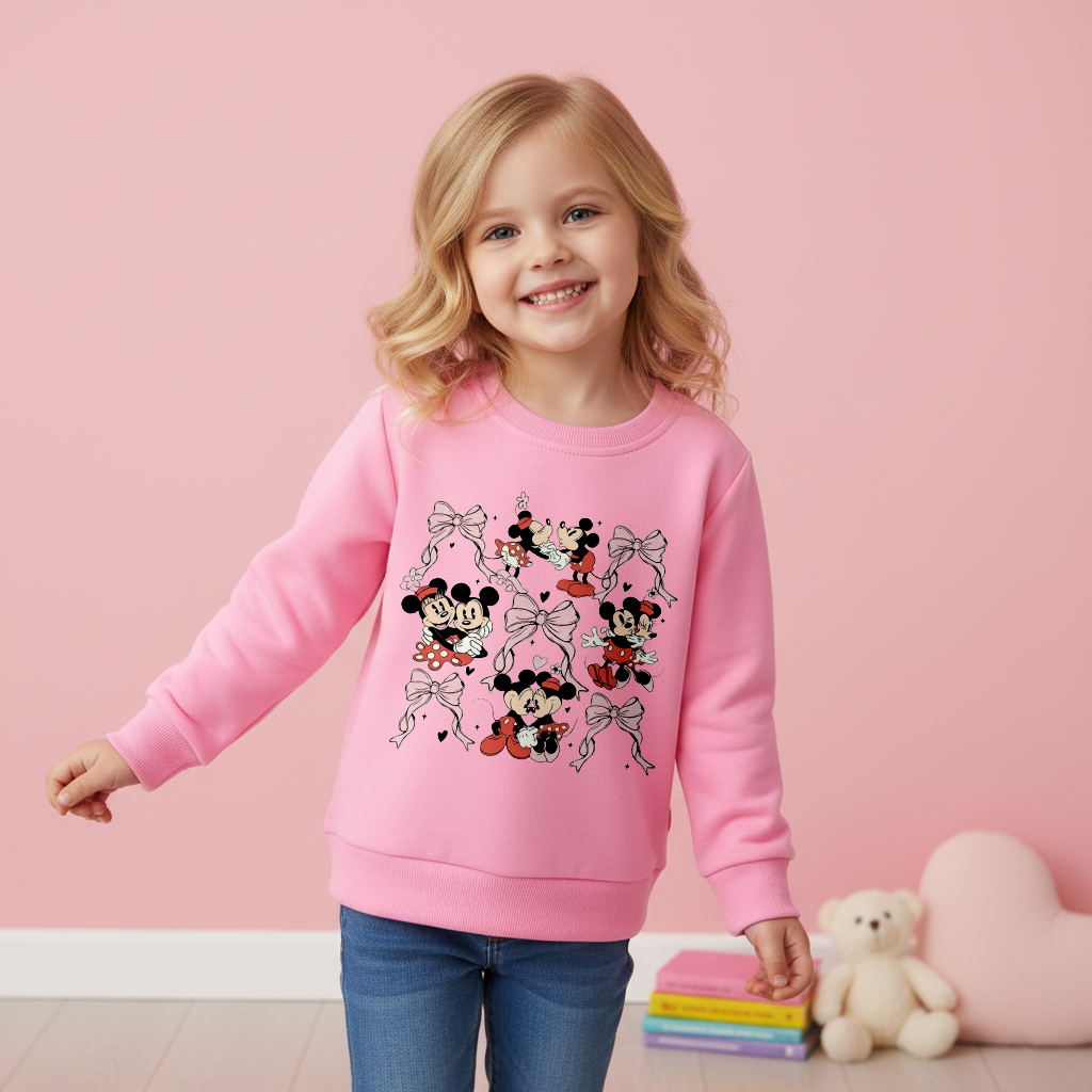 (Pre Order)Girls Valentine's Day Print Cotton Sweatshirt