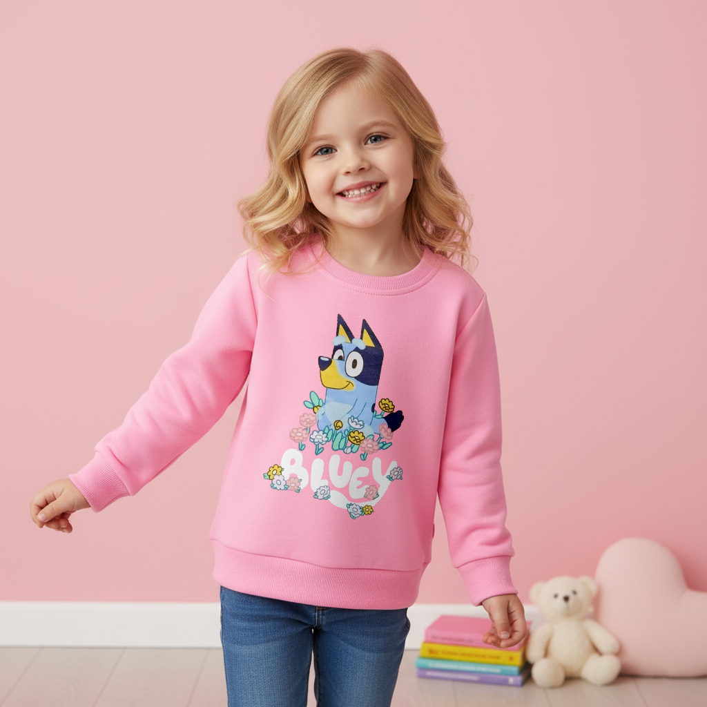 (Pre Order)Girls Valentine's Day Print Cotton Sweatshirt