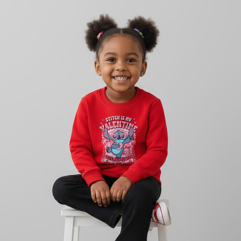 (Pre Order)Girls Valentine's Day Print Cotton Sweatshirt