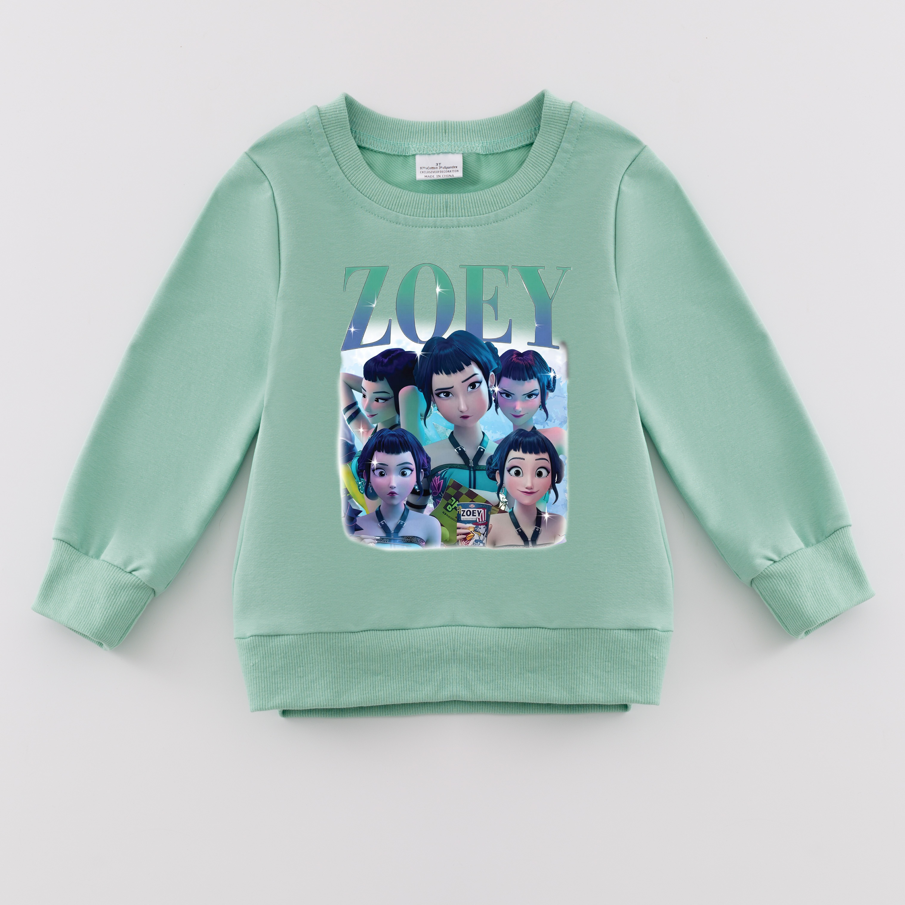(Pre Order)Girls Spring&Summer Movie Character Print Cotton Sweatshirt