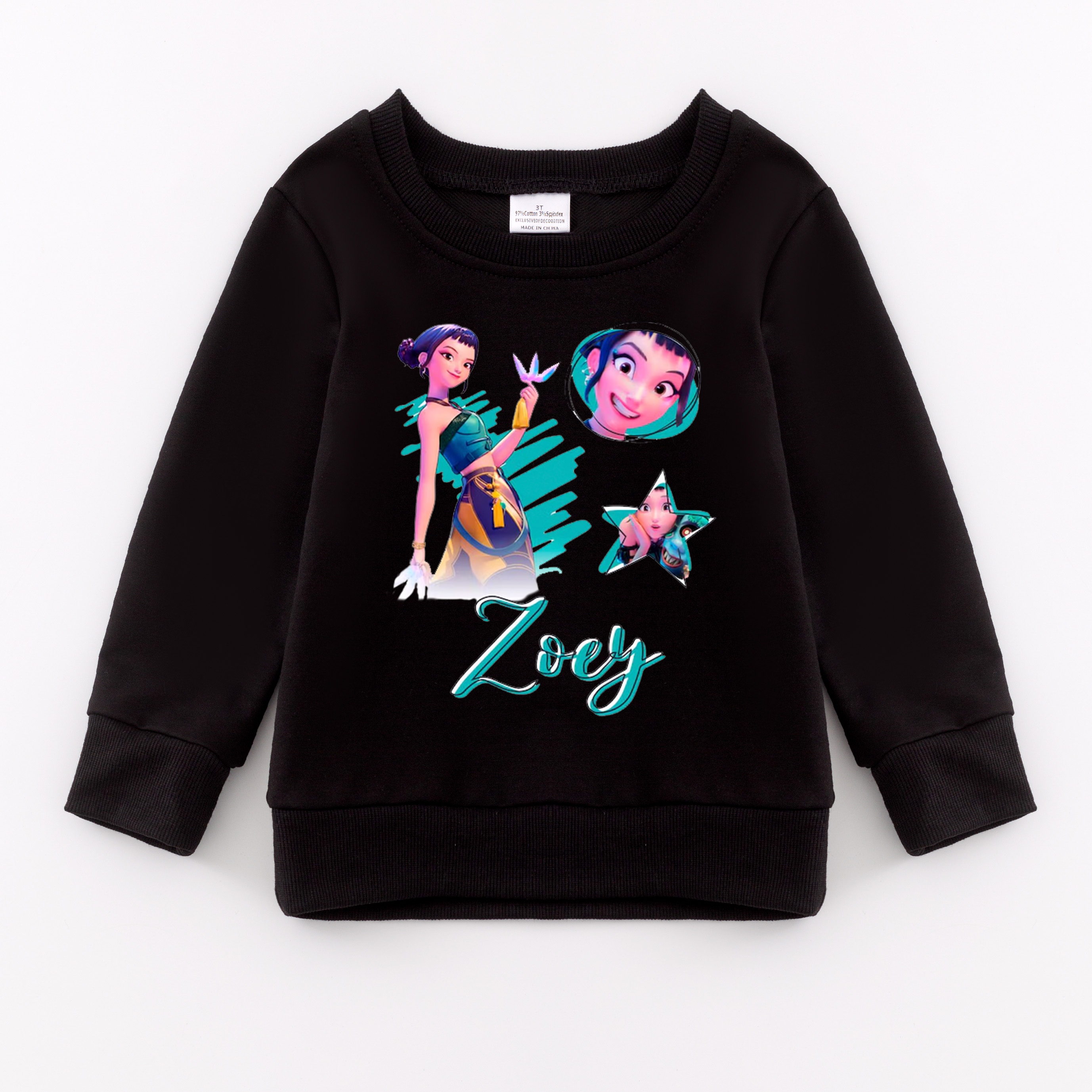 (Pre Order)Girls Spring&Summer Movie Character Print Cotton Sweatshirt