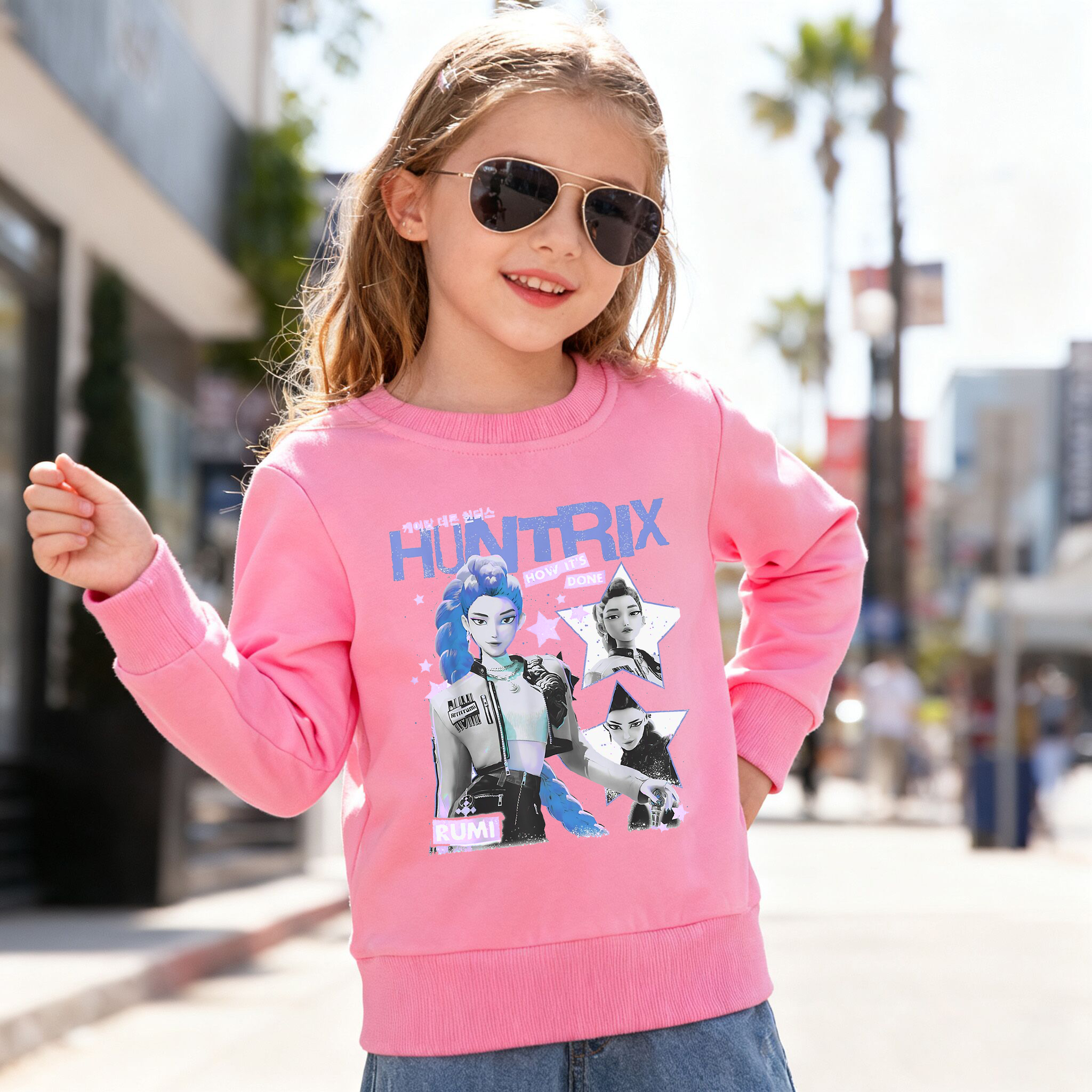 (Pre Order)Girls Spring&Summer Movie Character Print Cotton Sweatshirt