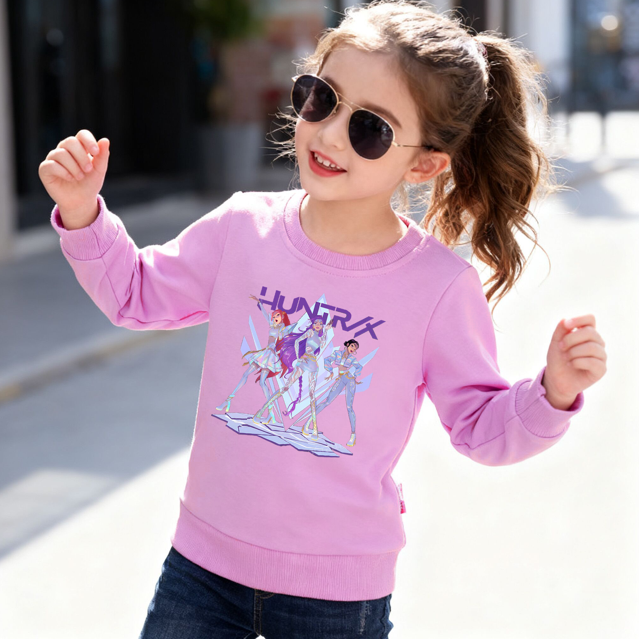 (Pre Order)Girls Spring&Summer Movie Character Print Cotton Sweatshirt