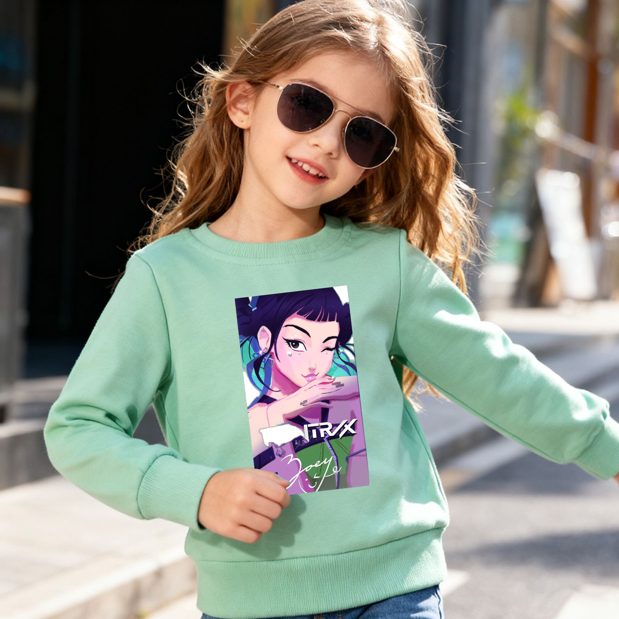 (Pre Order)Girls Spring&Summer Movie Character Print Cotton Sweatshirt