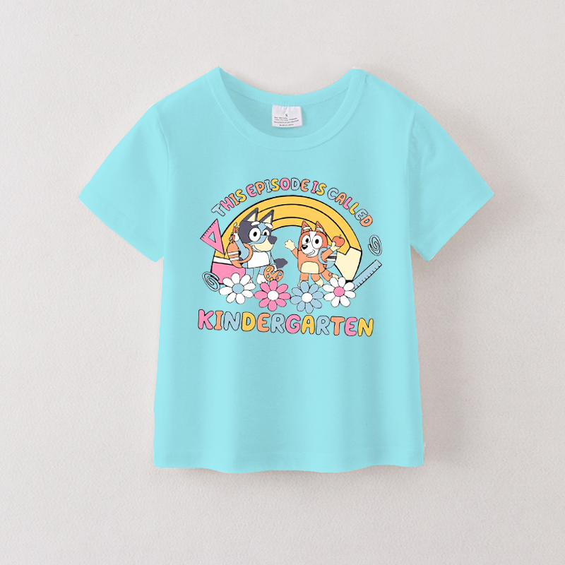 (Pre Order)Girls Summer Back To School Cartoon Print Cotton Top