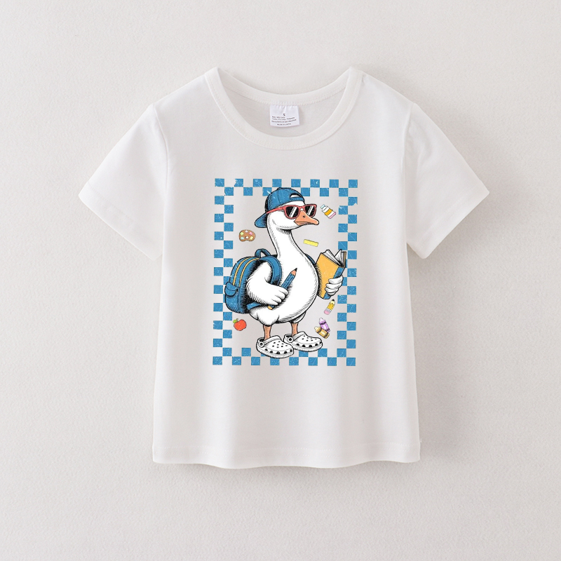 (Pre Order)Girls Summer Back To School Cartoon Print Cotton Top