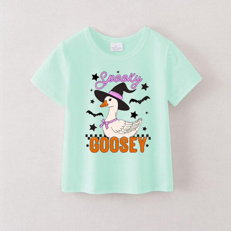 (Pre Order)Girls Halloween Cartoon Print Cotton Top
