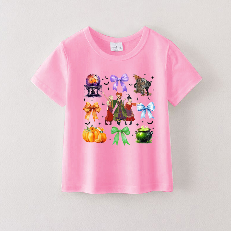 (Pre Order)Girls Halloween Cartoon Print Cotton Top