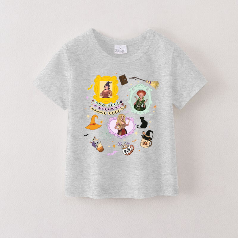 (Pre Order)Girls Halloween Cartoon Print Cotton Top