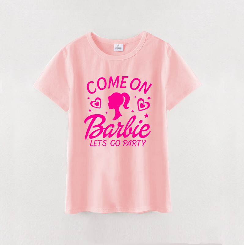 (Pre Order)Mommy & me Cartoon Printed Short Sleeve Pink T-shirt