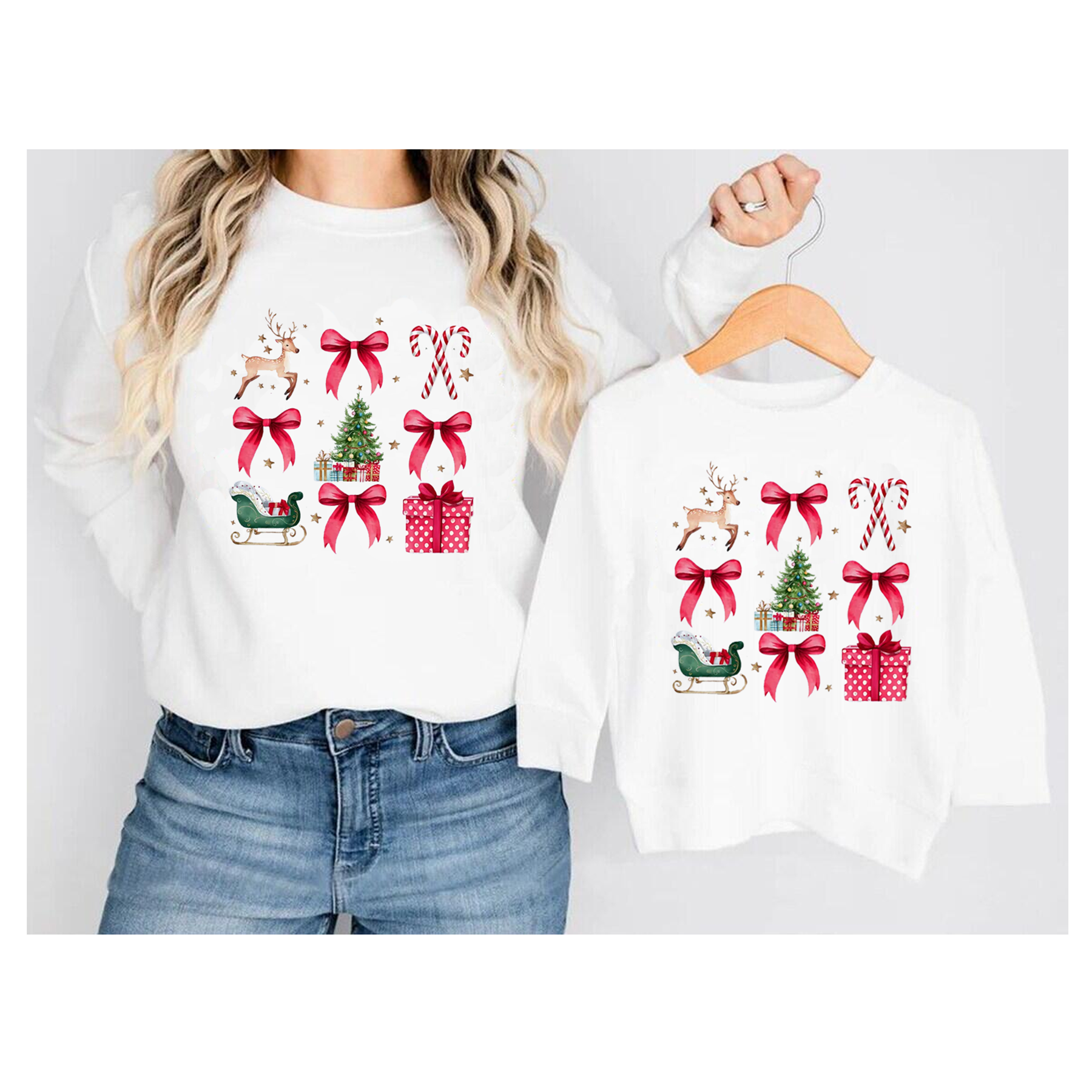 (Pre Order)Mommy and Me Christmas Print Sweatshirt