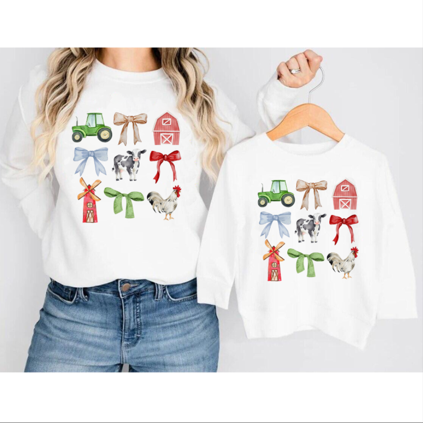 (Pre Order)Mommy and Me Farm Print Sweatshirt
