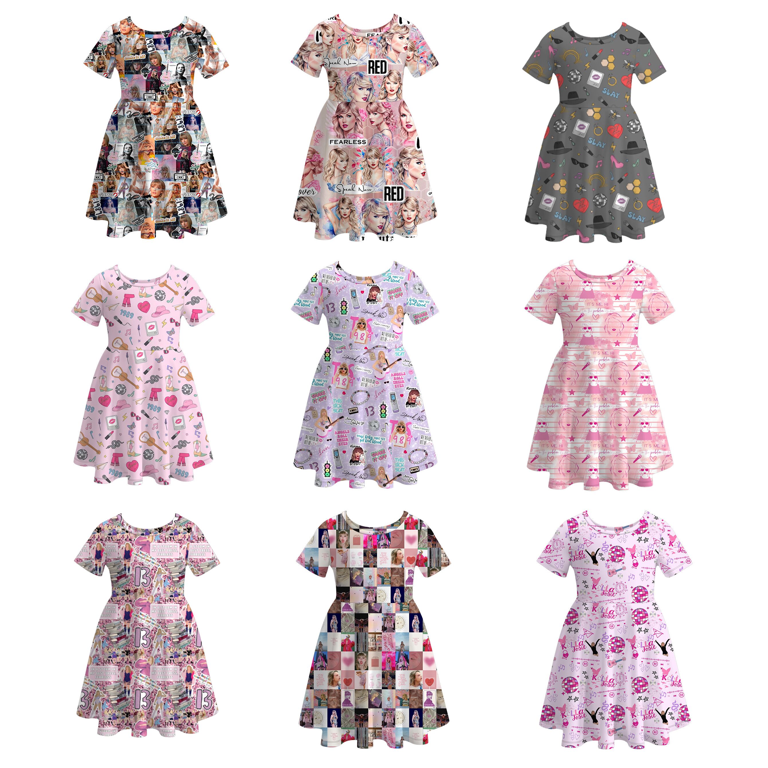 (Pre Order)girls TS print twirl dress