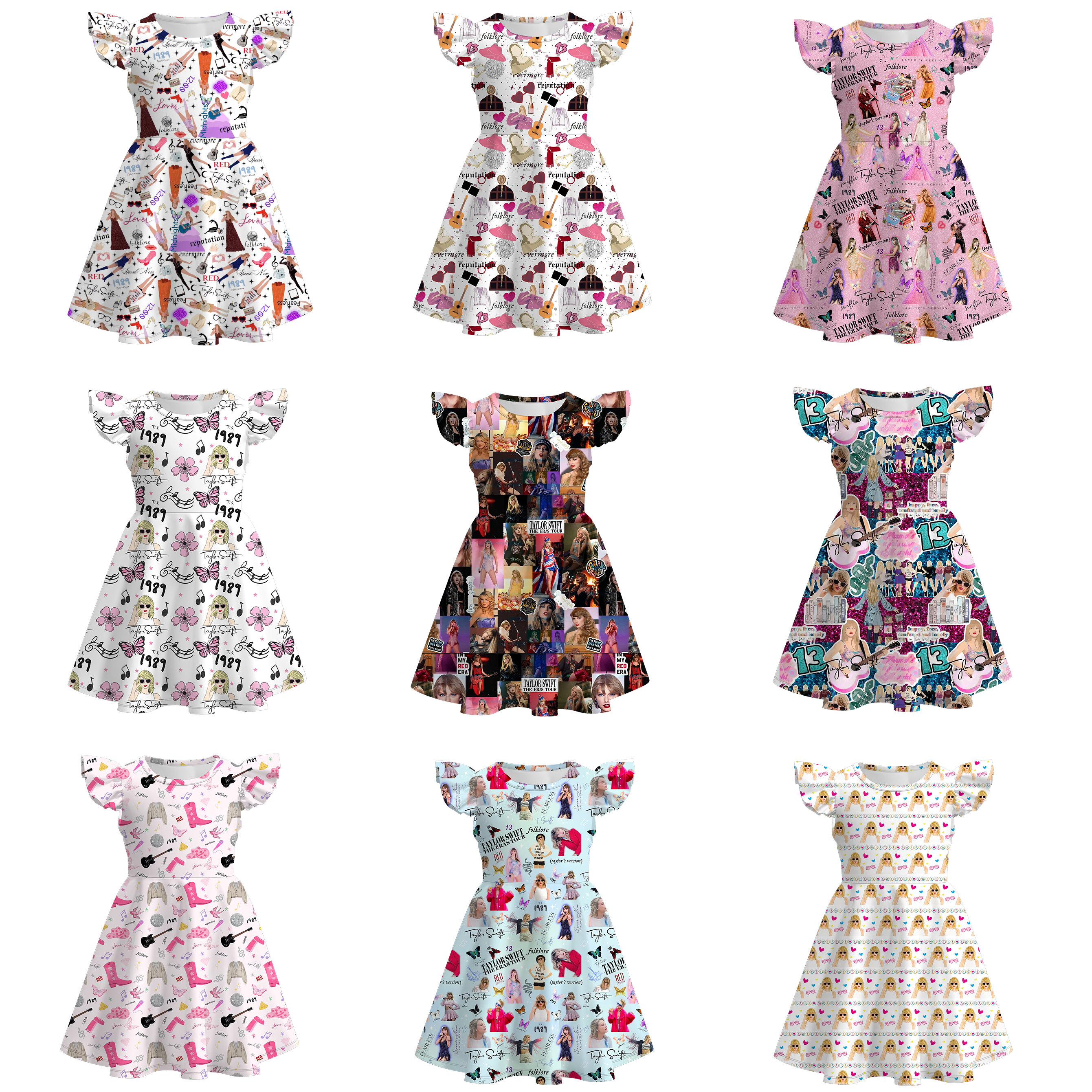 (Pre Order)girls TS flying sleeves dress