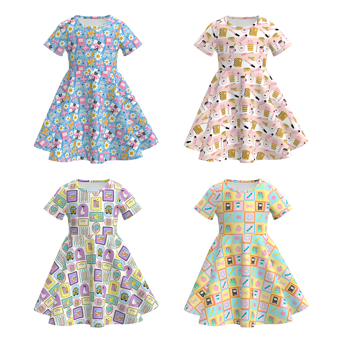 (Pre Order+Prepack Zone)Girls Summer Back To School Print Dress