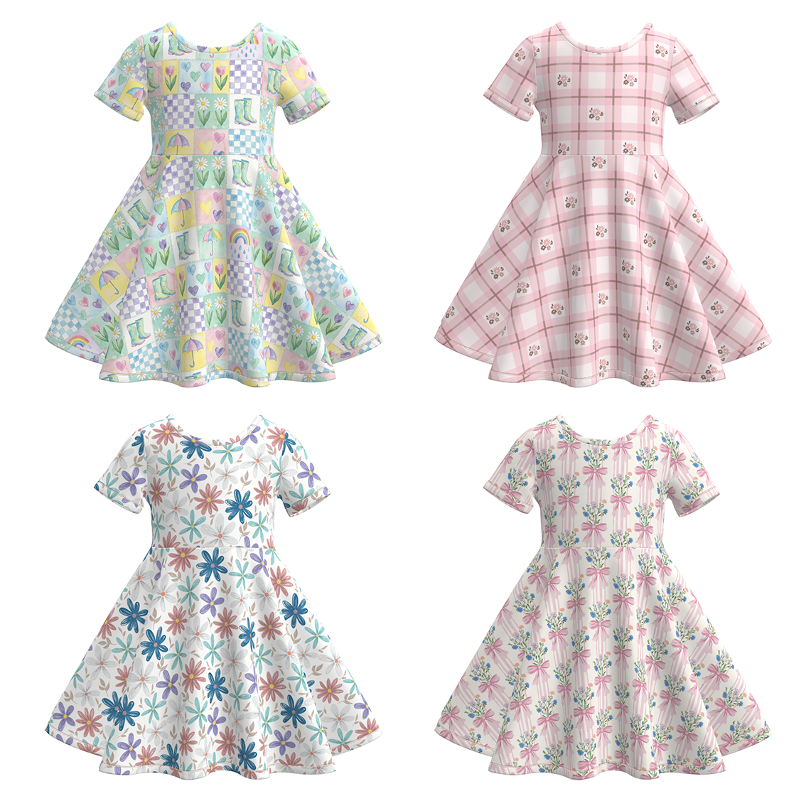 (Pre Order+Prepack Zone)Girls Spring&Summer Floral Print Dress(Mix Size)