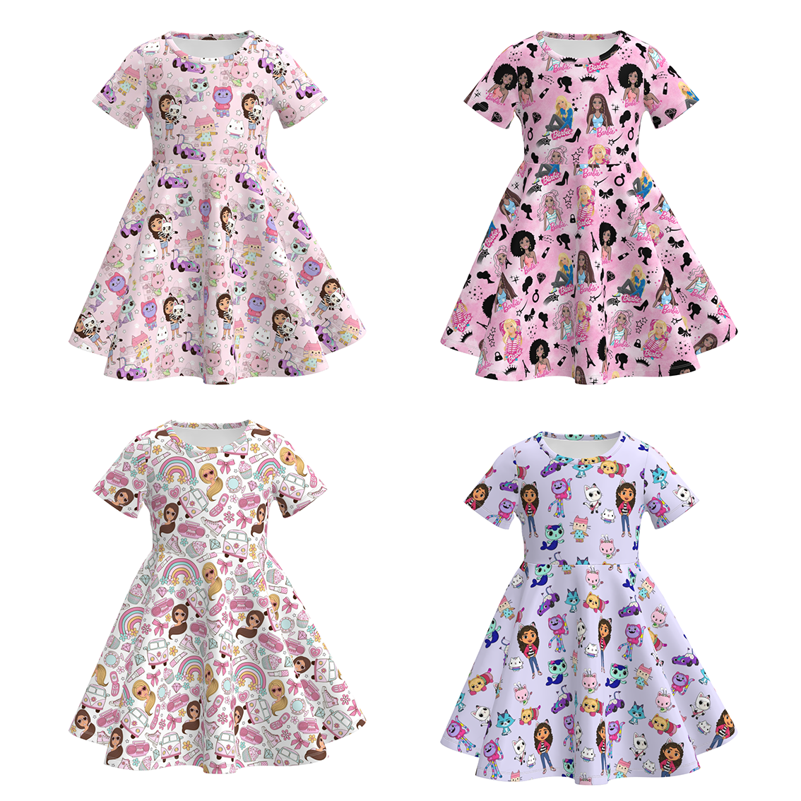 (Pre Order)Girls Spring&Summer Cartoon Print Dress