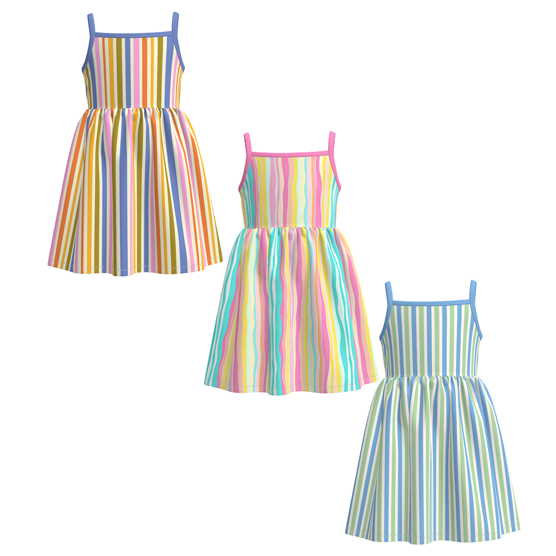 (Pre Order+Prepack Zone)Girls Spring&Summer Stripe Slip Dress(Mix Size)