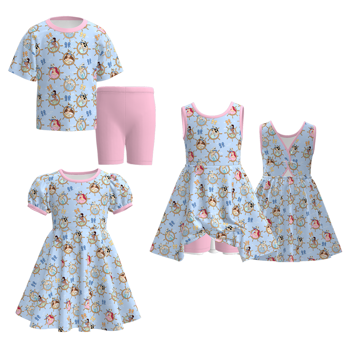 (Pre Order)Sisters Spring&Summer Princess Print Dress,Set