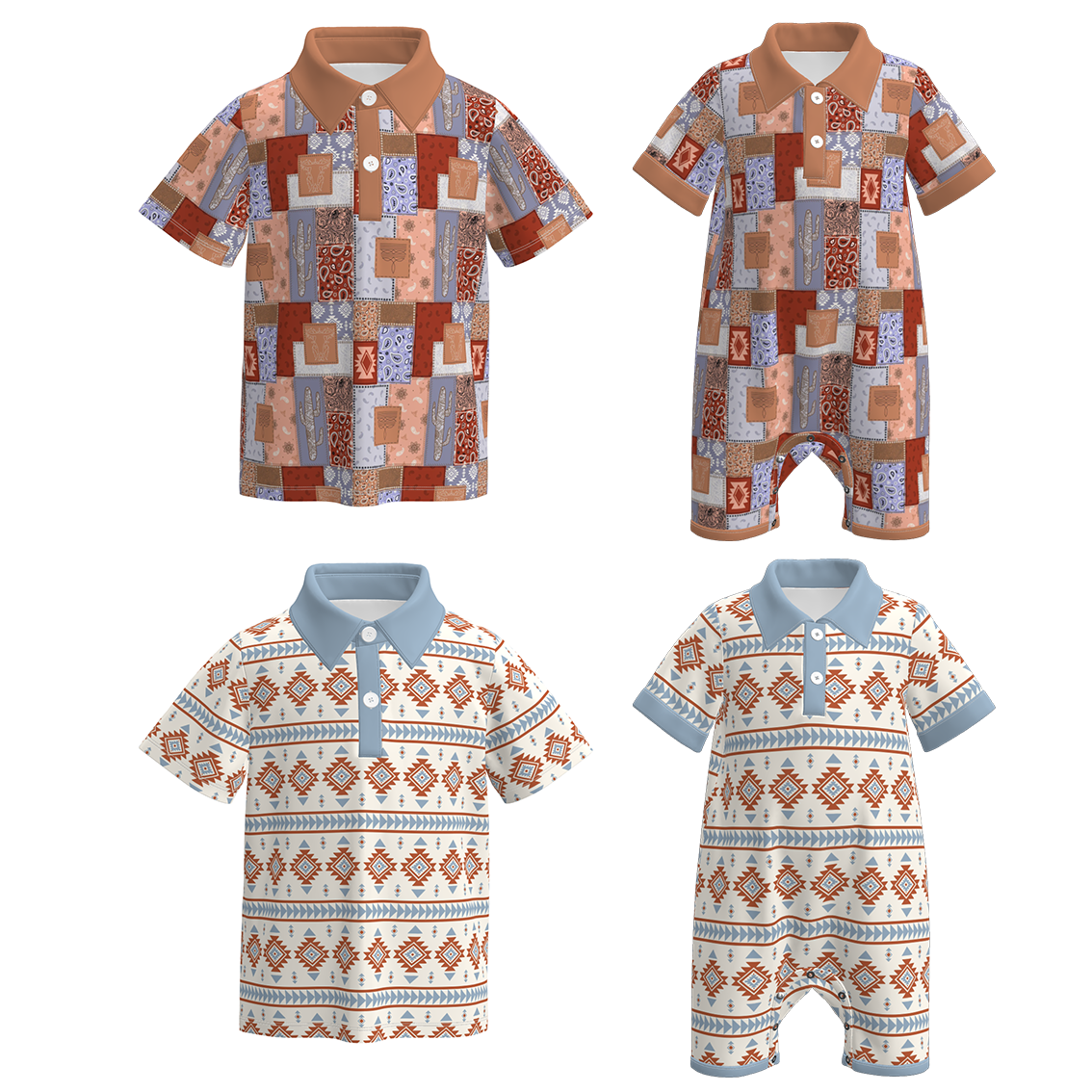 (Pre Order)Brothers Spring&Summer Print Top&Romper