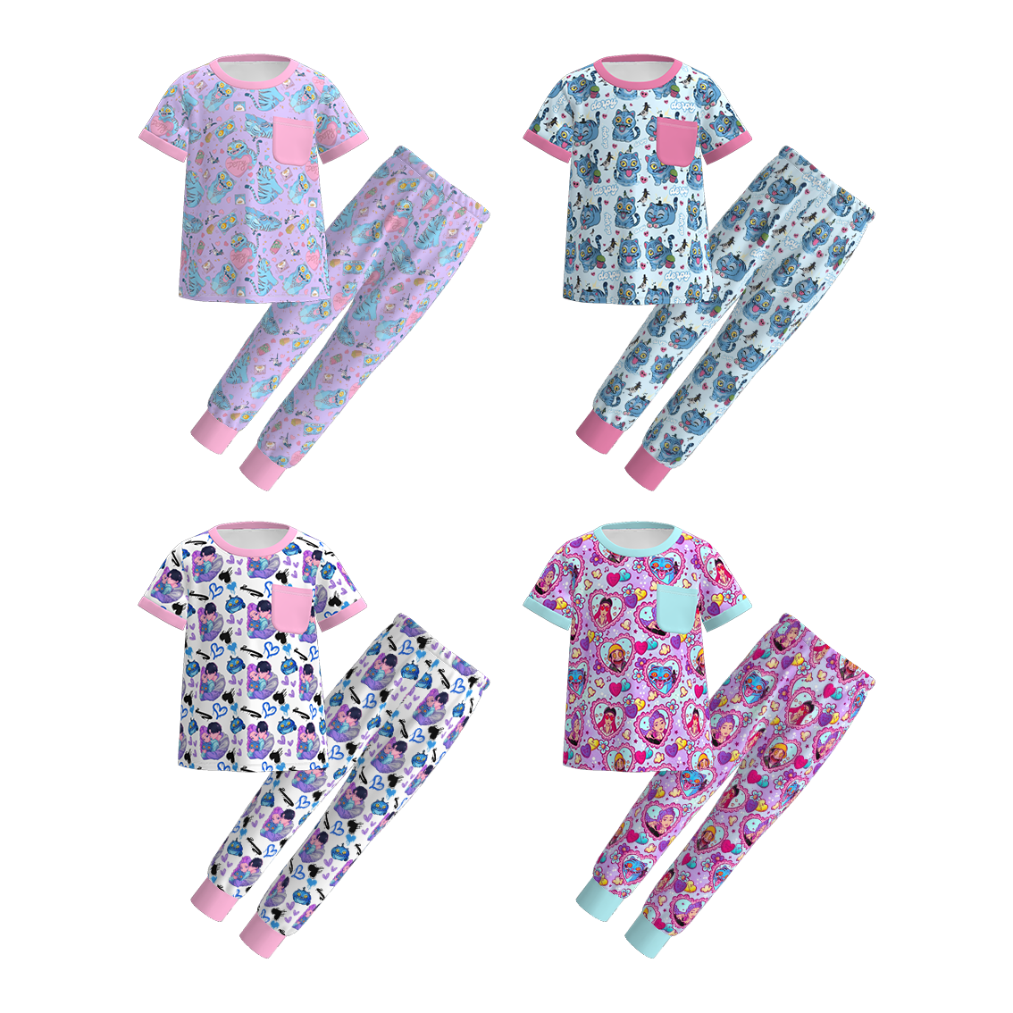 (Pre Order)Girls Valentine's Day Movie Character Print Pajamas