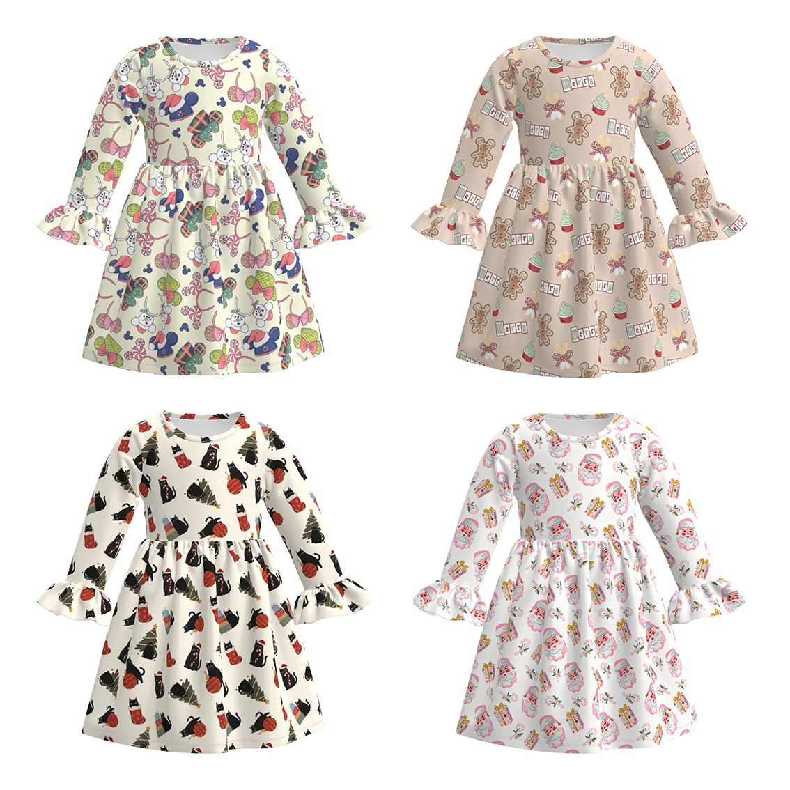 (Pre Order)Girls Christmas Print Dress