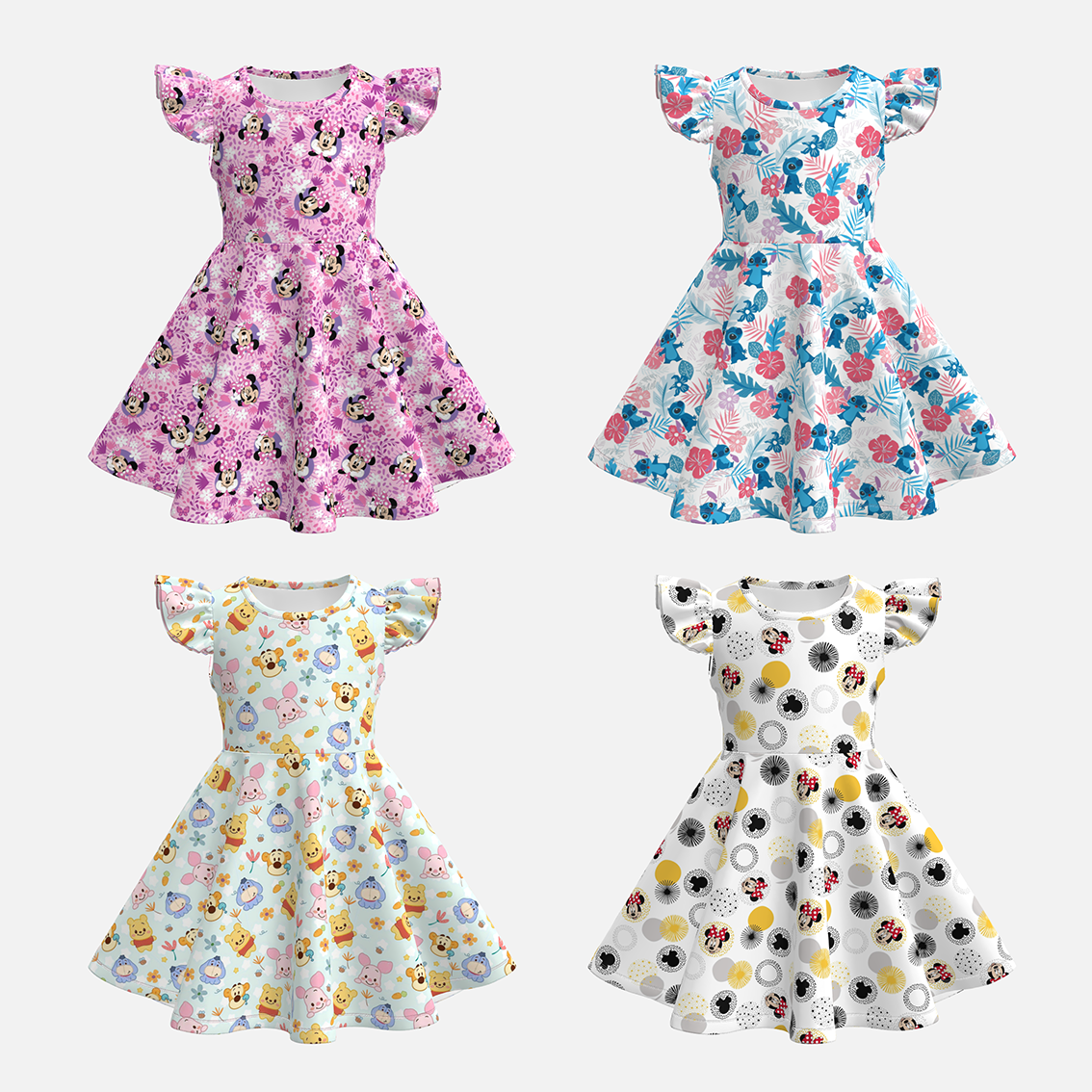 (Pre Order)Girls Spring&Summer Cartoon Print Dress