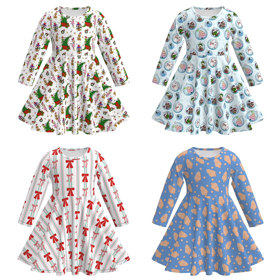 (Pre Order)Girls Christmas Print Dress