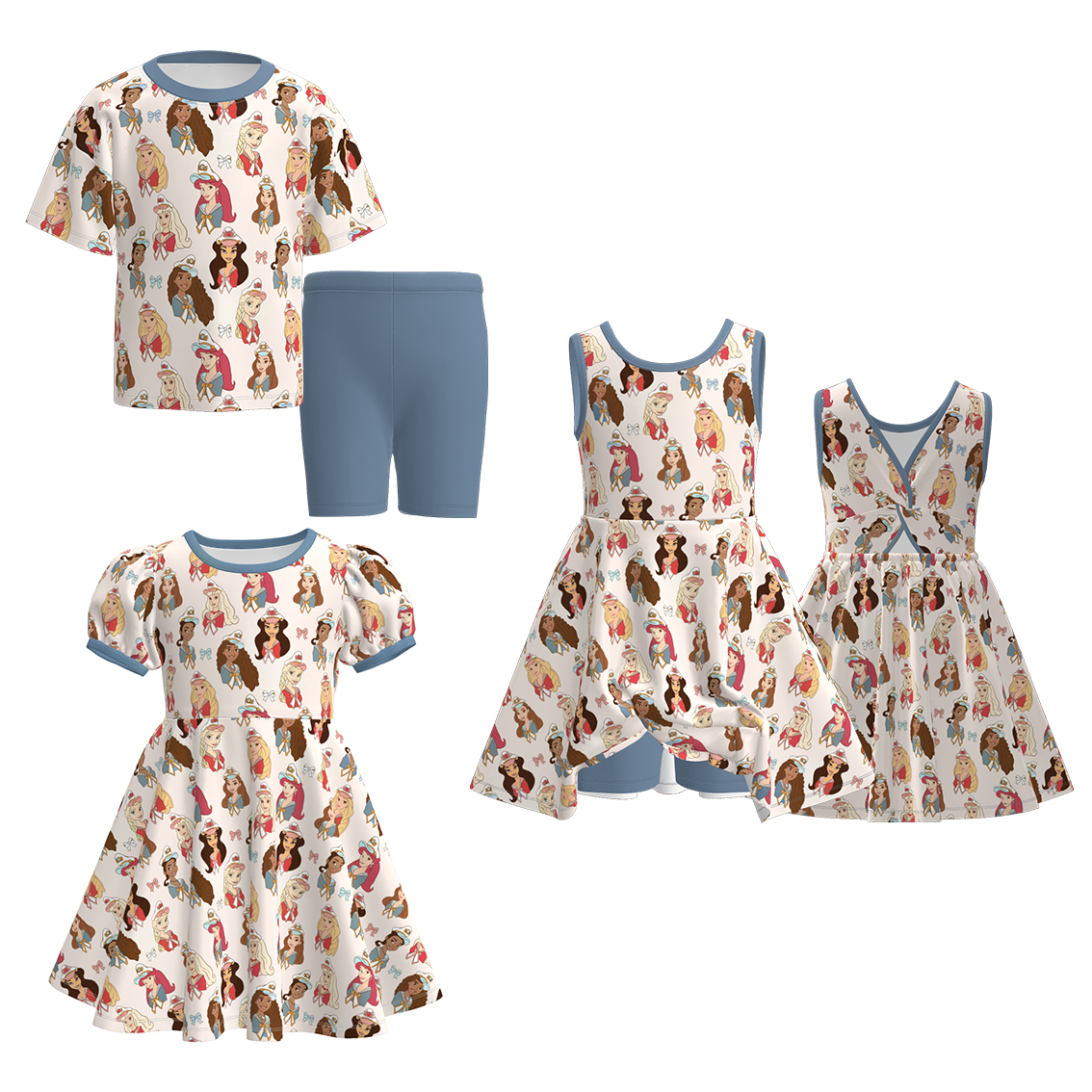 (Pre Order)Sisters Spring&Summer Princess Print Dress,Set