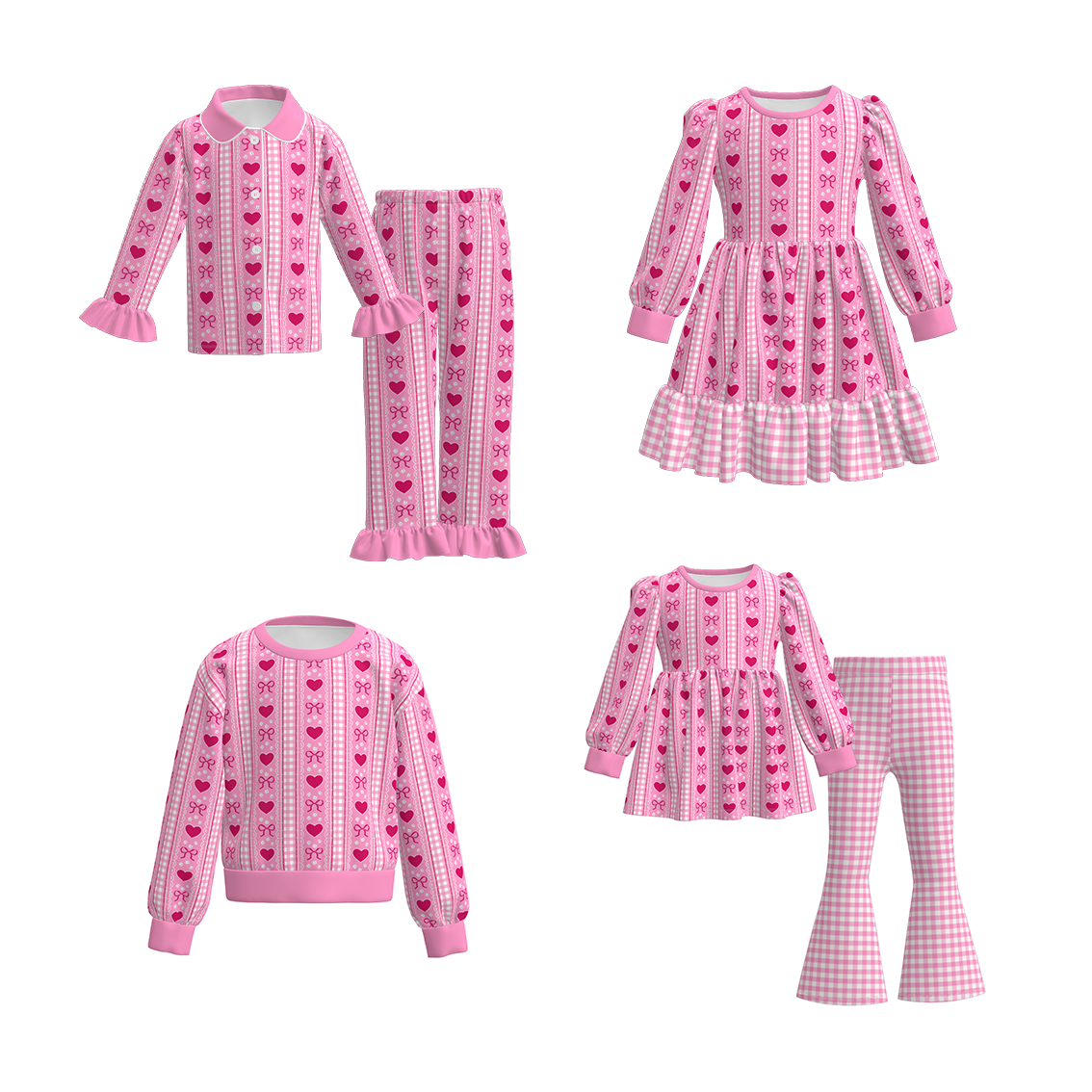 (Pre Order)Girls Valentine's Day Print Dress,Set&Top