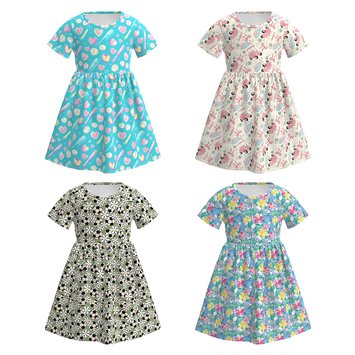 (Pre Order)Girls Spring&Summer Sports Print Dress