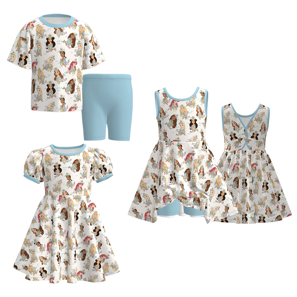 (Pre Order)Sisters Spring&Summer Princess Print Dress,Set