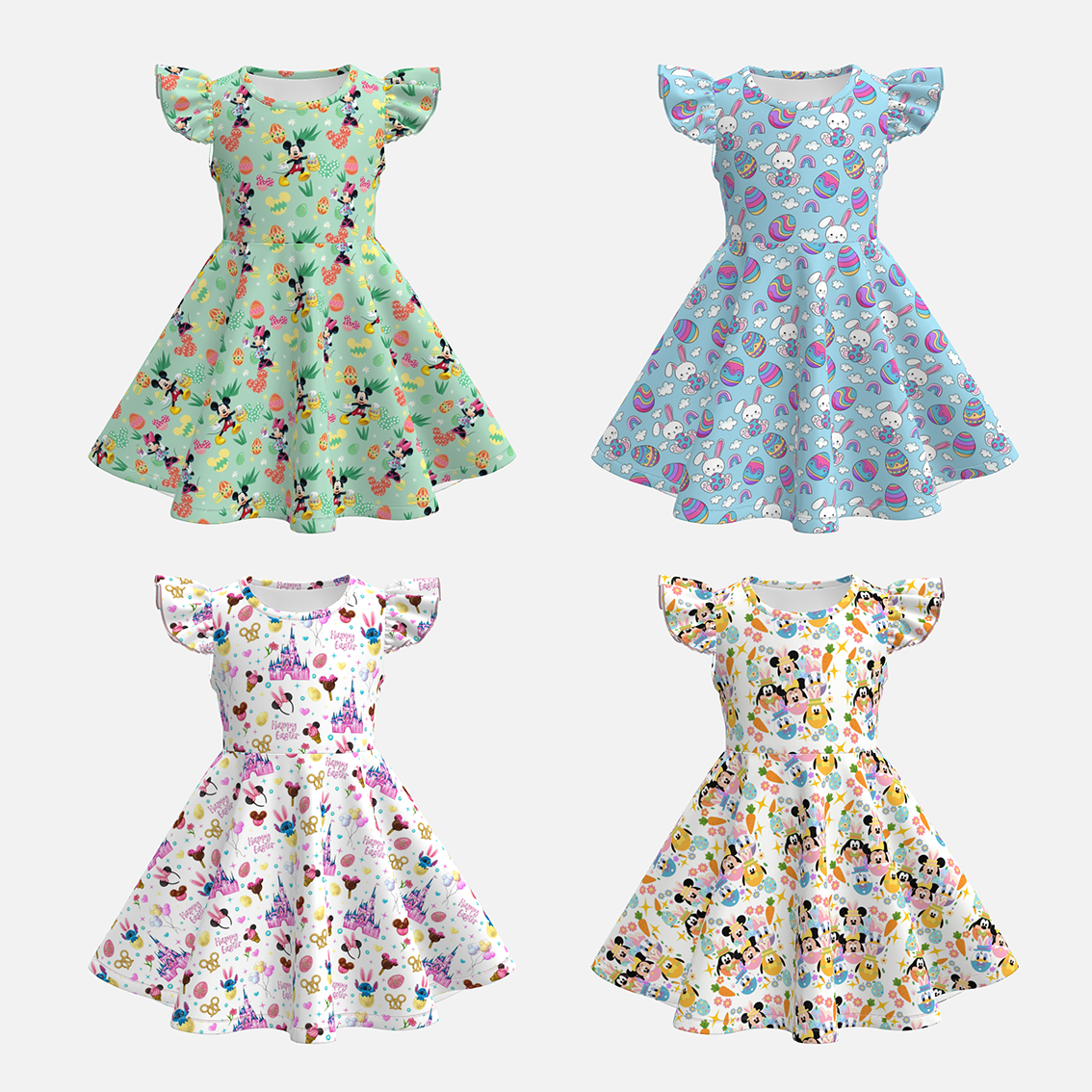 (Pre Order)Girls Spring&Summer Cartoon Print Dress