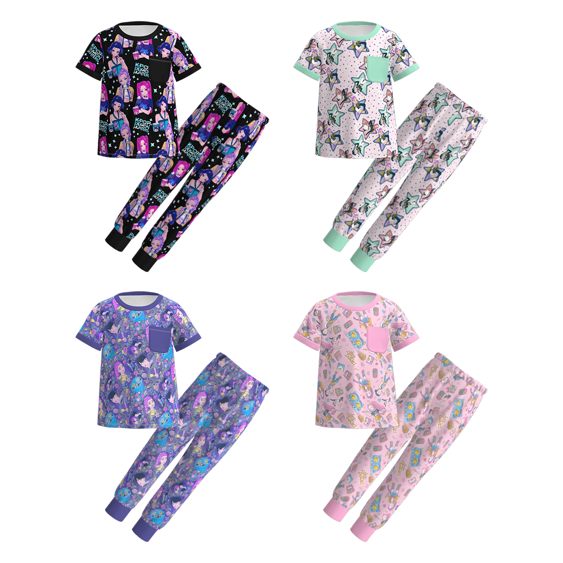 (Pre Order)Girls Spring&Summer Movie Character Print Pajamas