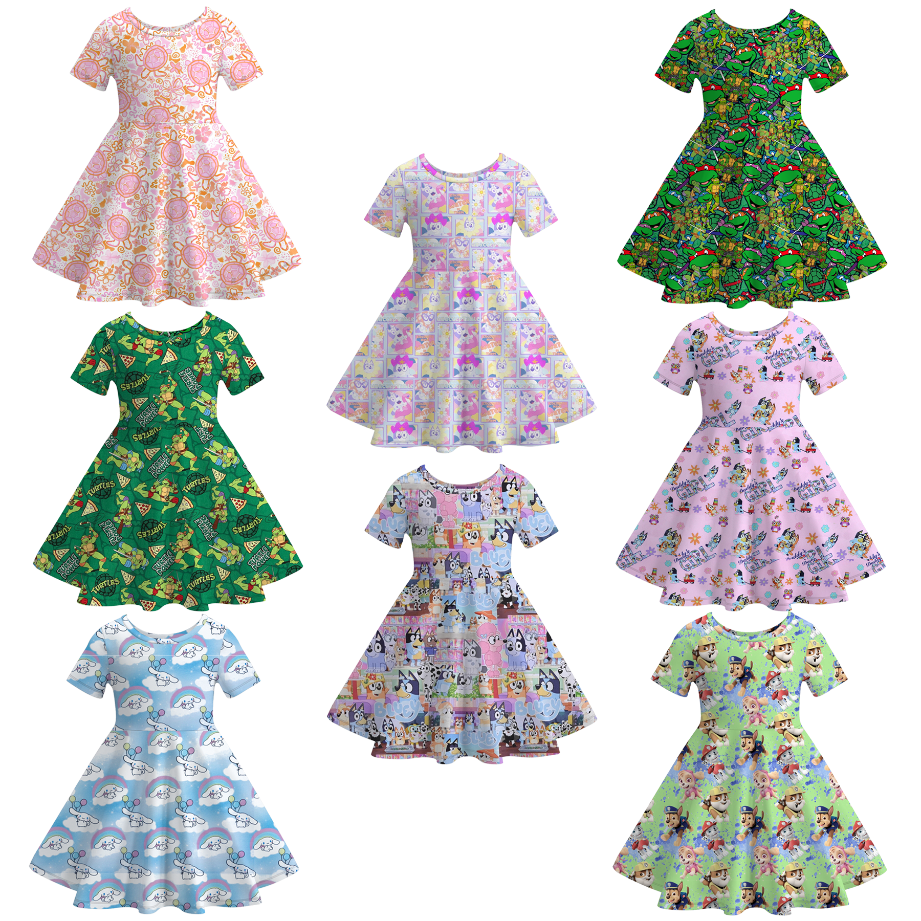 (Pre Order)Girls Fall Cartoon Print Dress