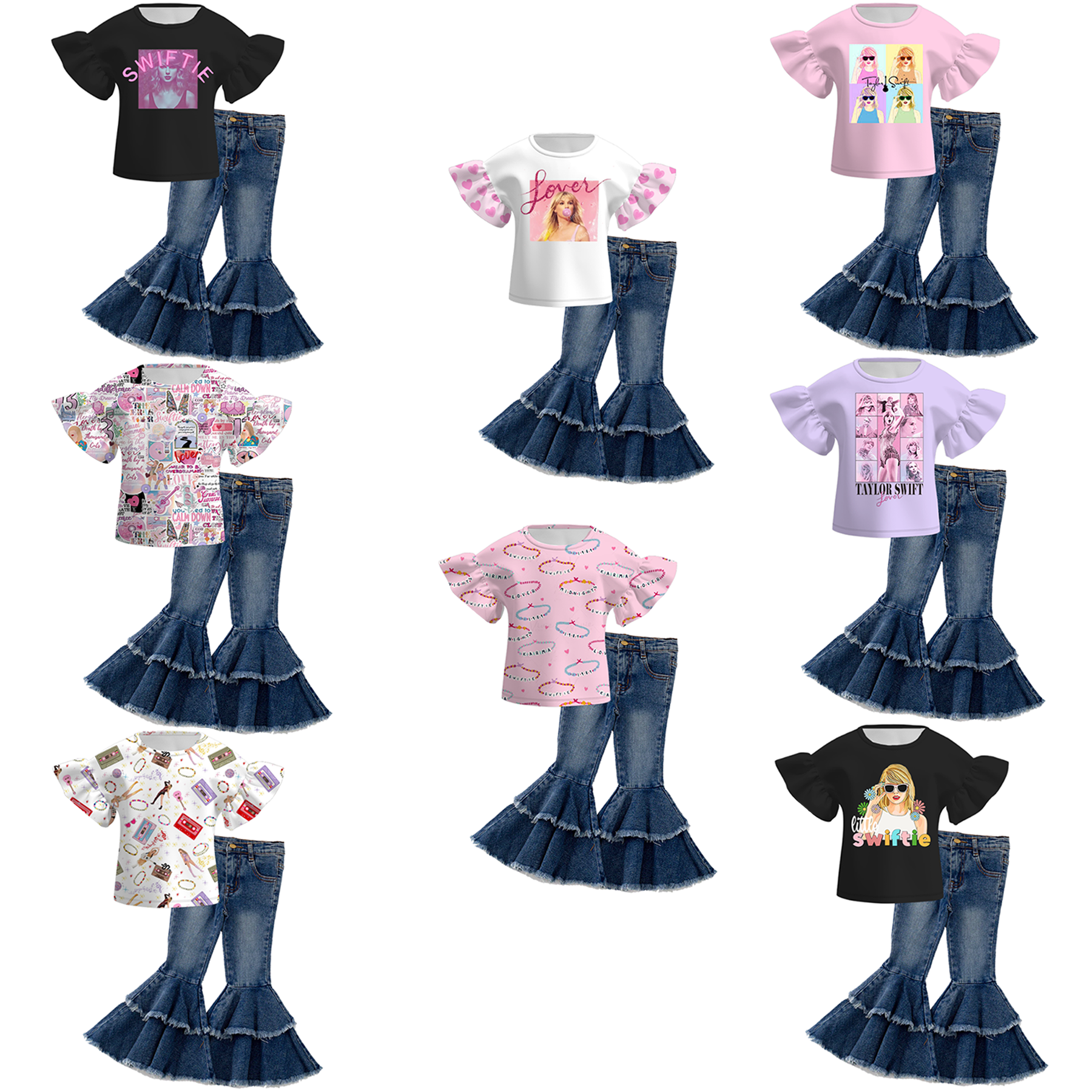 (Pre Order+Pant In Stock)Girls TS Print Outfit Set