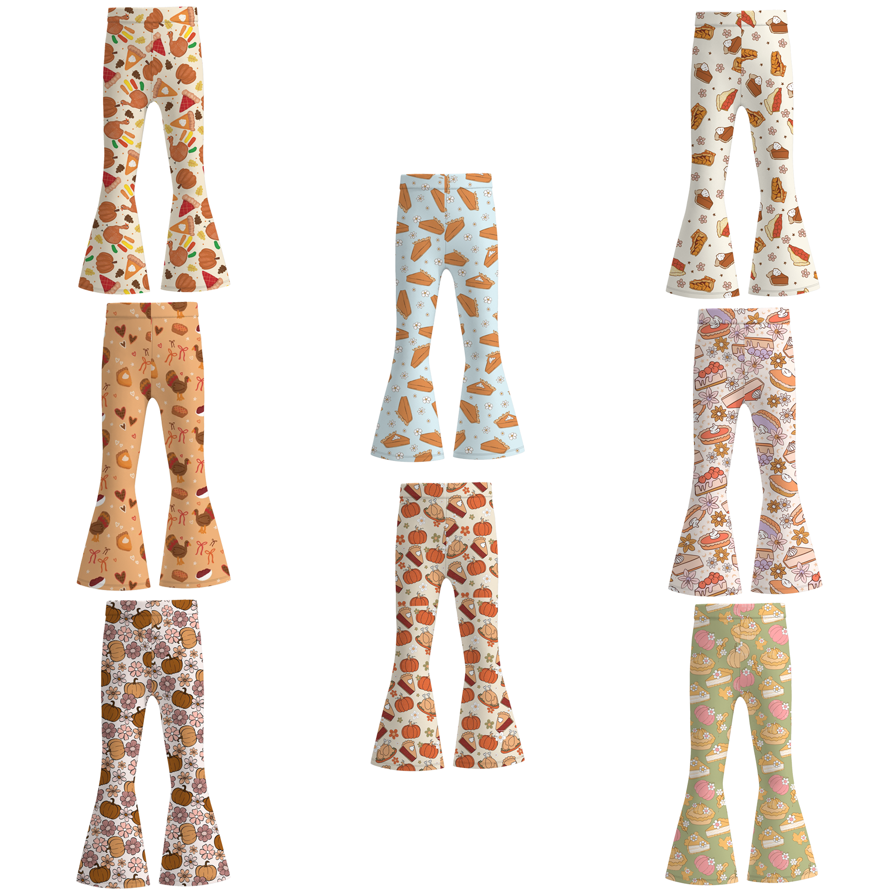 (Pre Order)Girls Thanksgiving Print Bell Pants