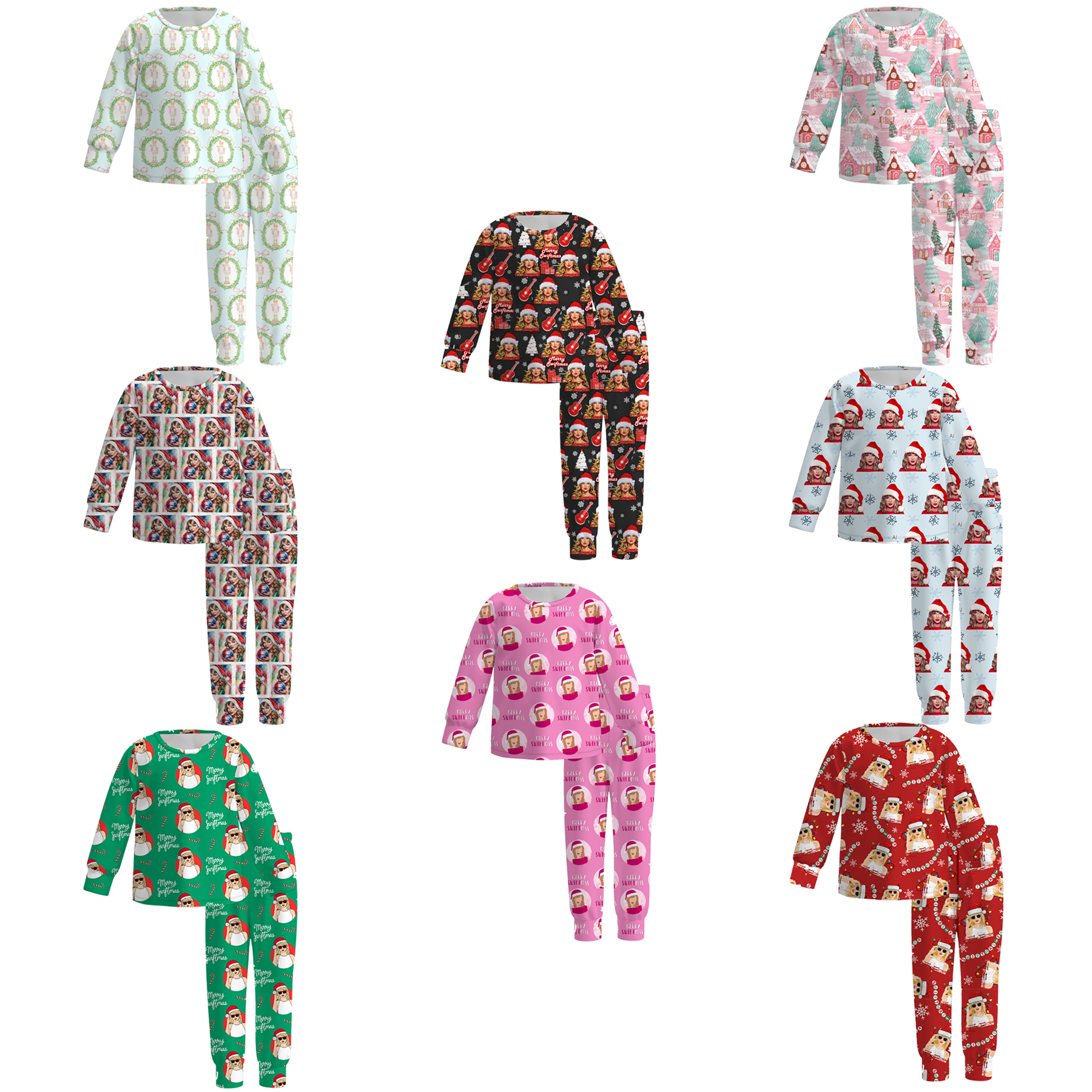 (Pre Order)Girls Christmas TS Print Pajamas
